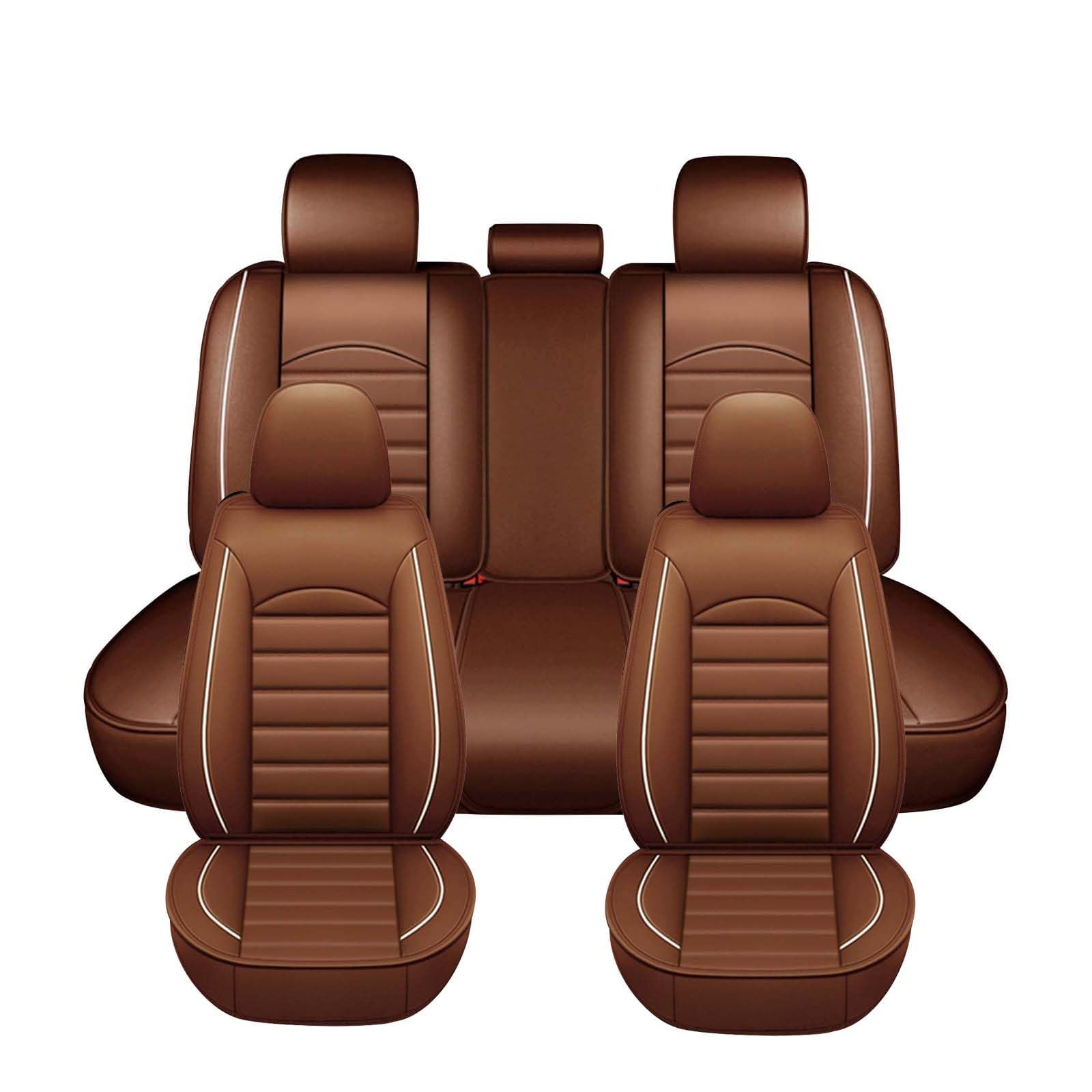 Car Seat Covers for Hyundai Kona EV 2019 2020 2021 2022 2023 2024 2025, Front Rear Protectors Waterproof Breathable Wear-Resistant Full Set Seat Protectors Airbag Compatible,D/Brown