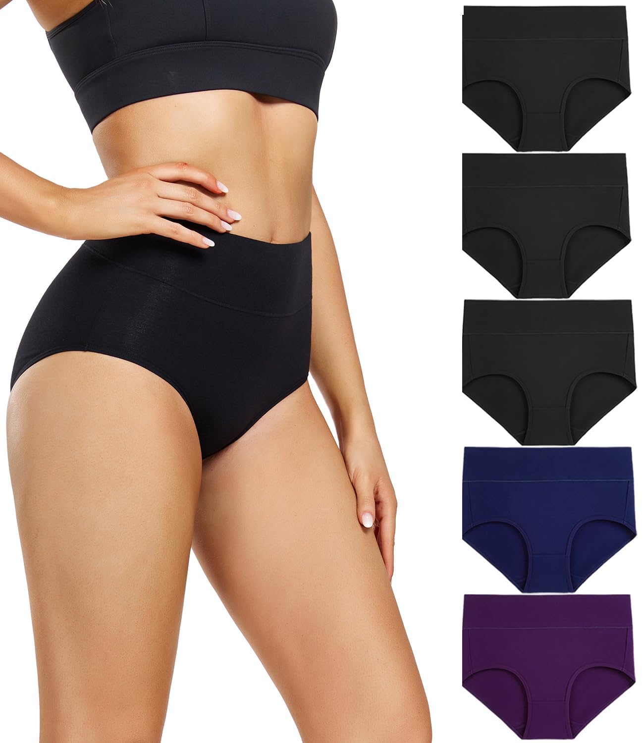 wirarpa Damen Unterhosen Baumwolle Unterwäsche Slips Damen Hohe Taille Taillenslip Weich Frauen 5er Pack