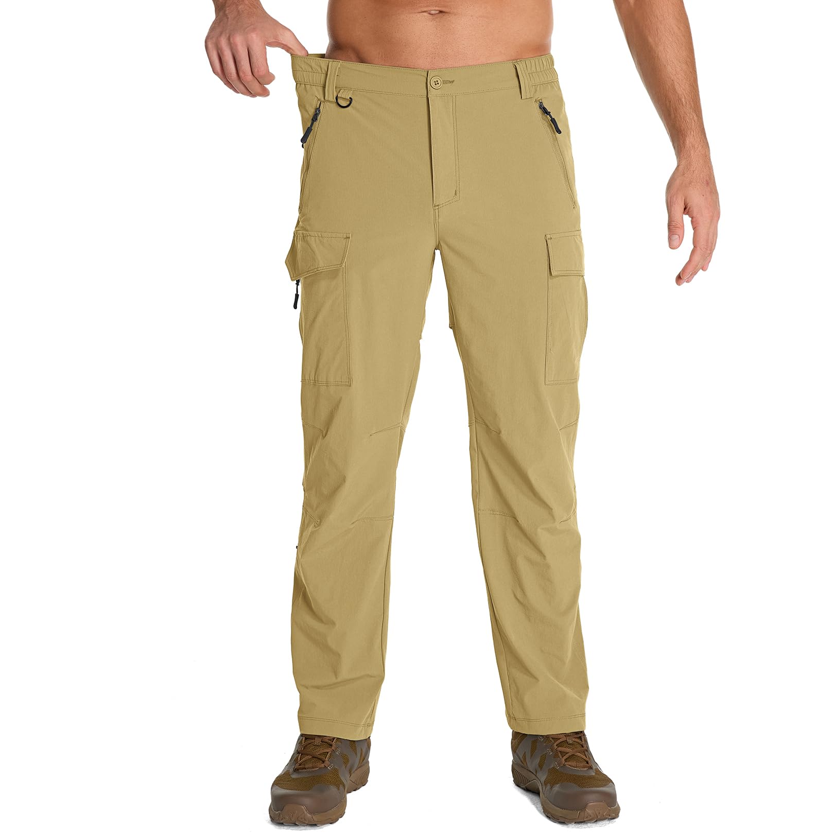 Mens Hiking Pants Convertible Lightweight Quick Dry Fishing Safari Camping Travel boy Scout Pants 6239,Khaki,32