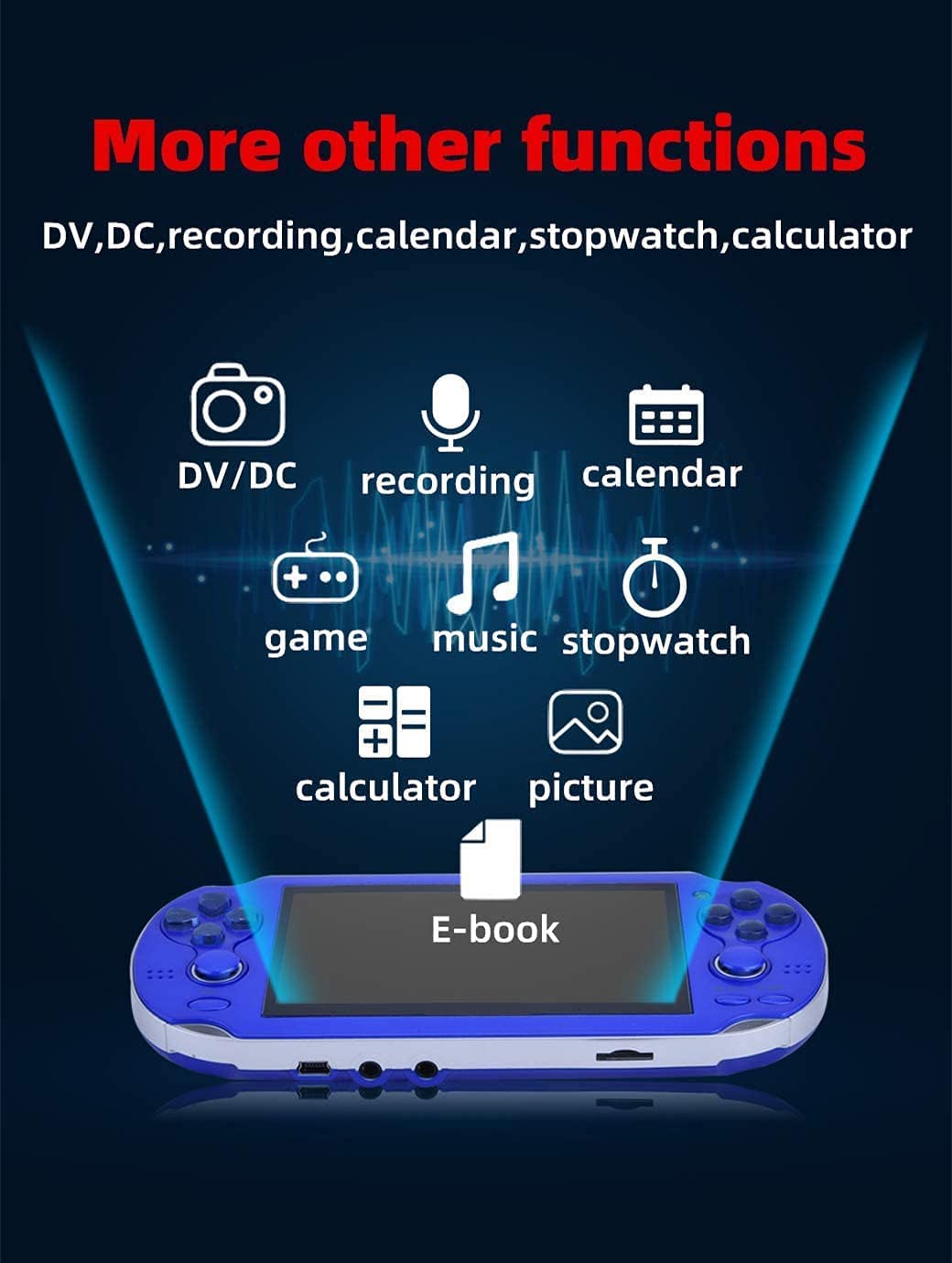 CHROX Console per Videogiochi Portatile MP4 con Doppio Joystick da 5,1 Pollici, Ergonomia, Supporto per L'aspetto, Salvataggio Istantaneo/Caricamento Build in 1500 Giochi, Regalo di Natale