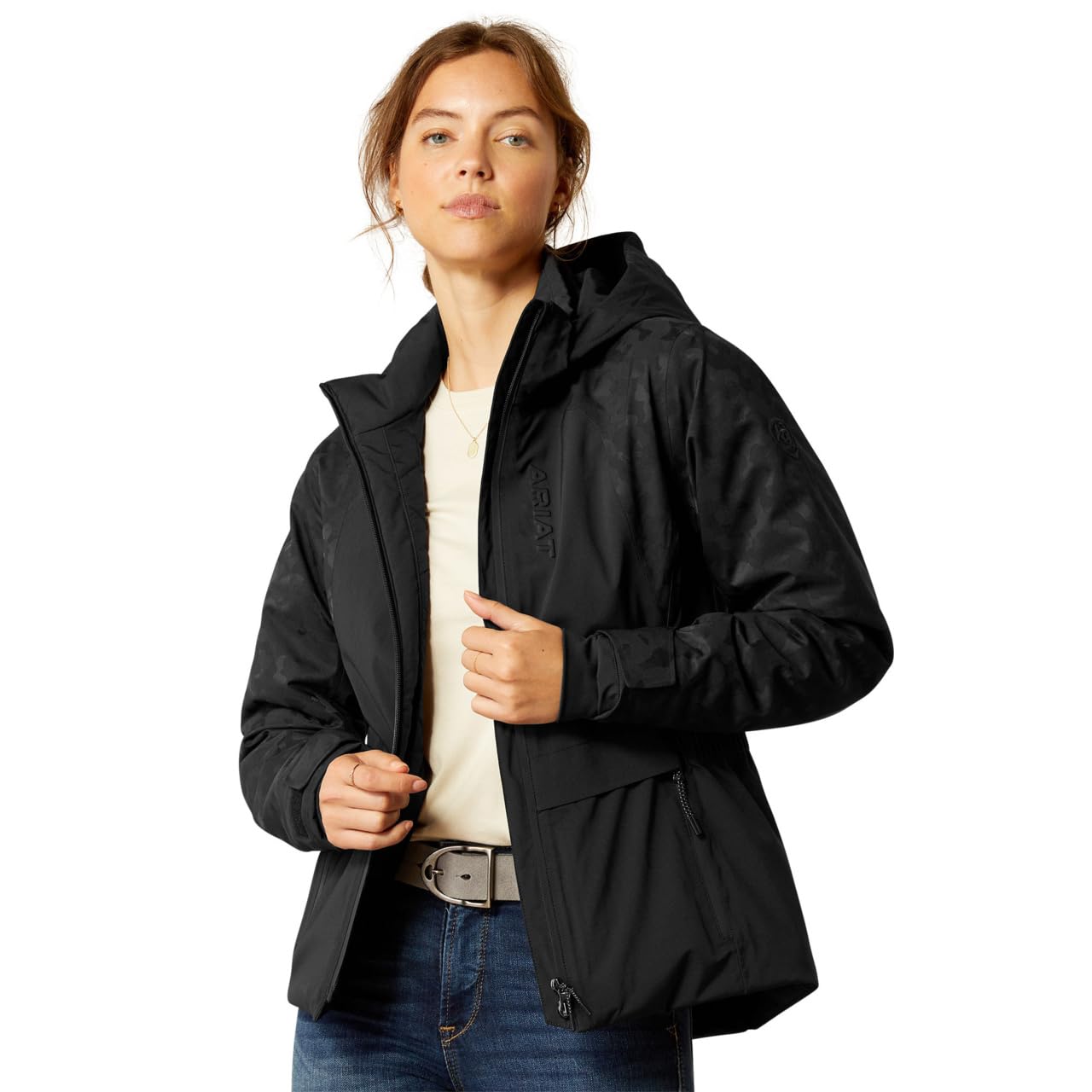 Ariat Women's Black/Camo Valor 2.0 Waterproof Jacket Outerwear, Large