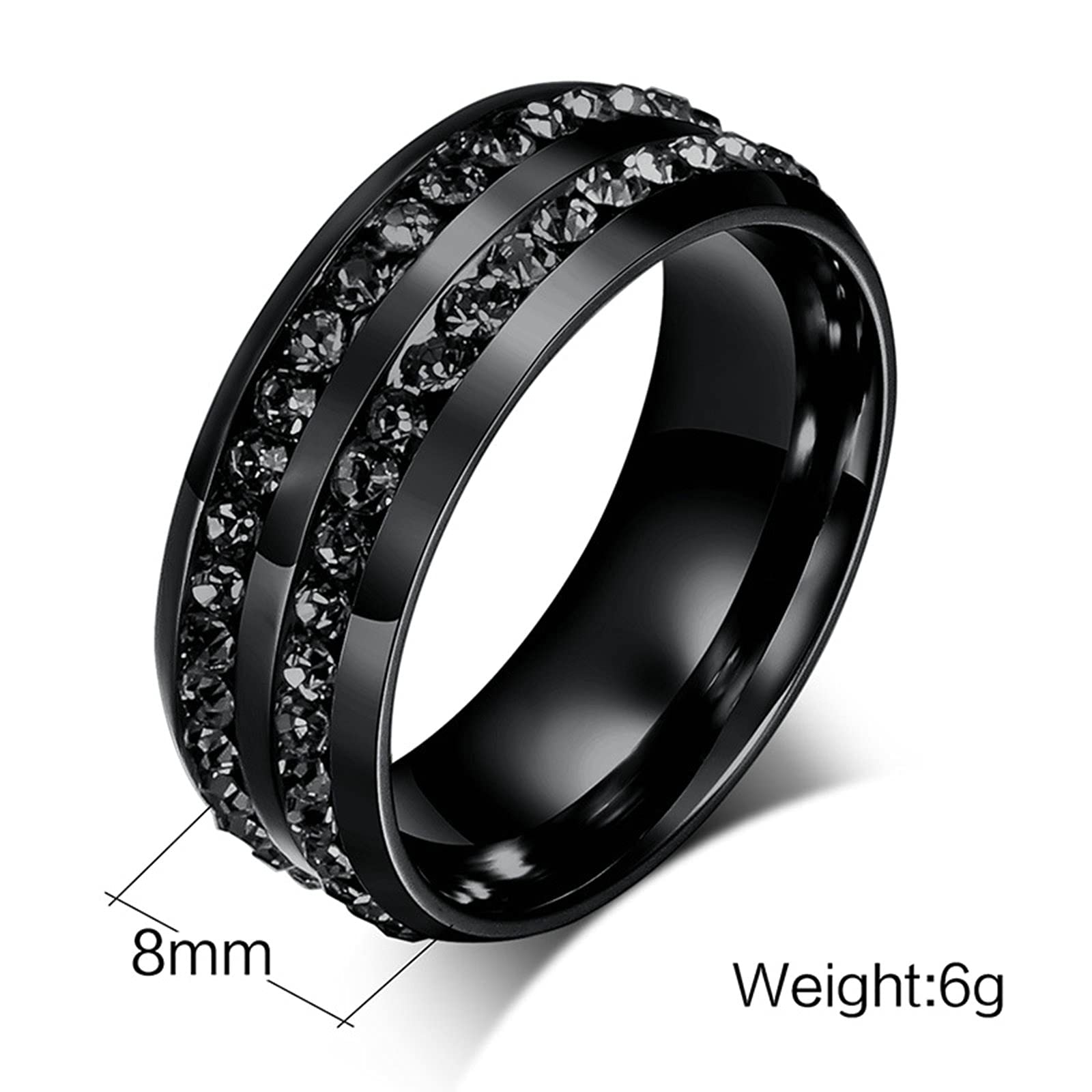 AmDxD Anillo de acero inoxidable para mujer de acero inoxidable con diseño de corazón de 0 0 líneas de color mate de circonia, W51.5 & M61.5, Acero inoxidable acero de tungsteno, circonita cúbica,