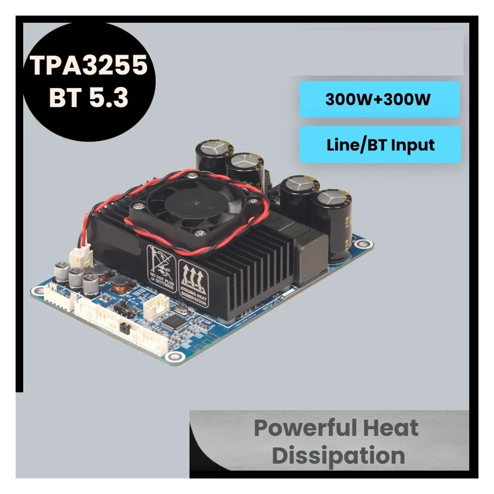 Amplificateur Bluetooth 5.3 DSP 300 W + 300 W DC18-48 V, entrée AUX, contrôle du Volume, Carte d'amplification pour Home cinéma