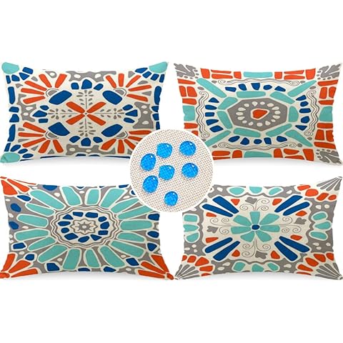 Cirzone Outdoor Pillow Covers 12x20 Set of 4 Waterproof Outdoor Pillows Couch Throw Pillow Covers Morden Boho Decorative Pillow Covers Decorations for Patio, Garden, Home Cover
