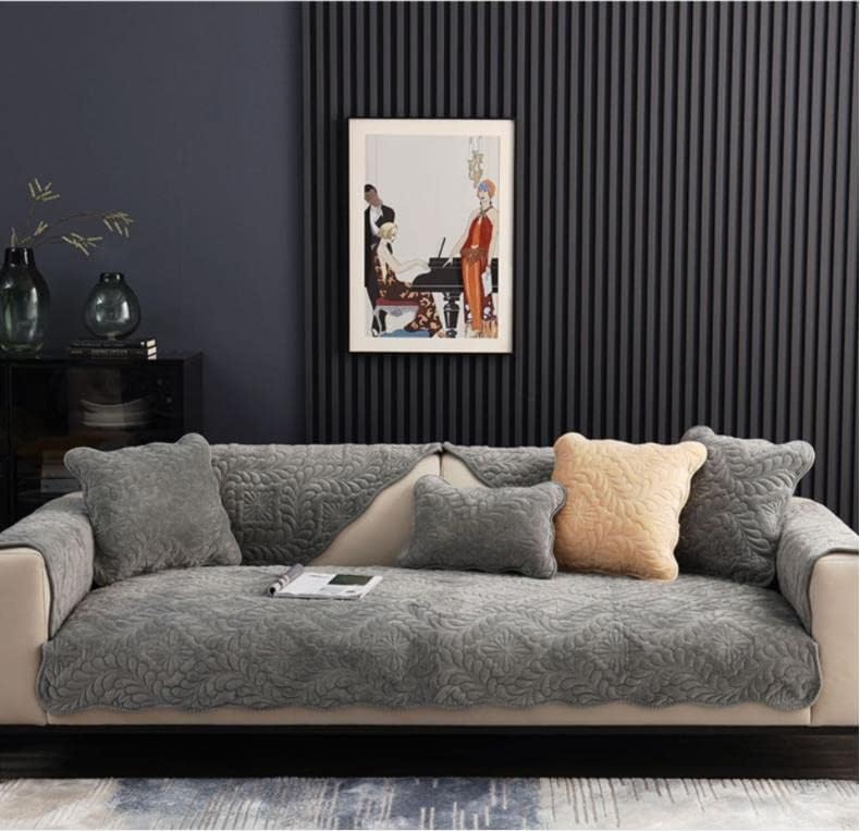 LUBOSE Velvet Sofa Covers, Washable Sofa Cover Protectors, Plush Sofa Covers, Sofa Protectors, Sofa Towels, Sofa Blankets(110 * 210cm, Dark Gray A)