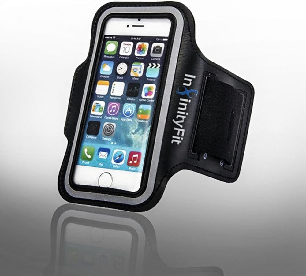 Infinityfit Best Sports Sweatproof Armband for Apple Iphone 5 Iphone 5sIphone 5c + Key Pocket + Reflective TrimBlack Neoprene MaterialPerfect Fit Protective Durable Running Armband Case for Iphone 5/5s/5c Suitable forRunningGymWorkouts andCycling