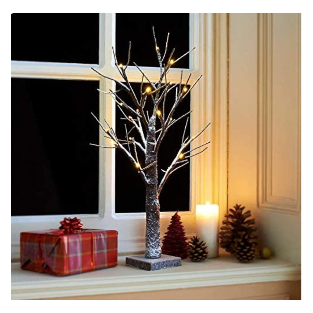 Spot On Dealz 2Ft Snowy Twig 24 Warm White Led Lights Christmas Tree G-0211