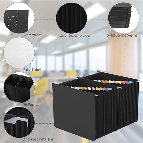 Miniatura 3 de Carpeta expandible para colgar con 26 bolsillos, archivos de acordeón para archivador, 8.86 pulgadas de alto 11.72 pulgadas de ancho, profundidad