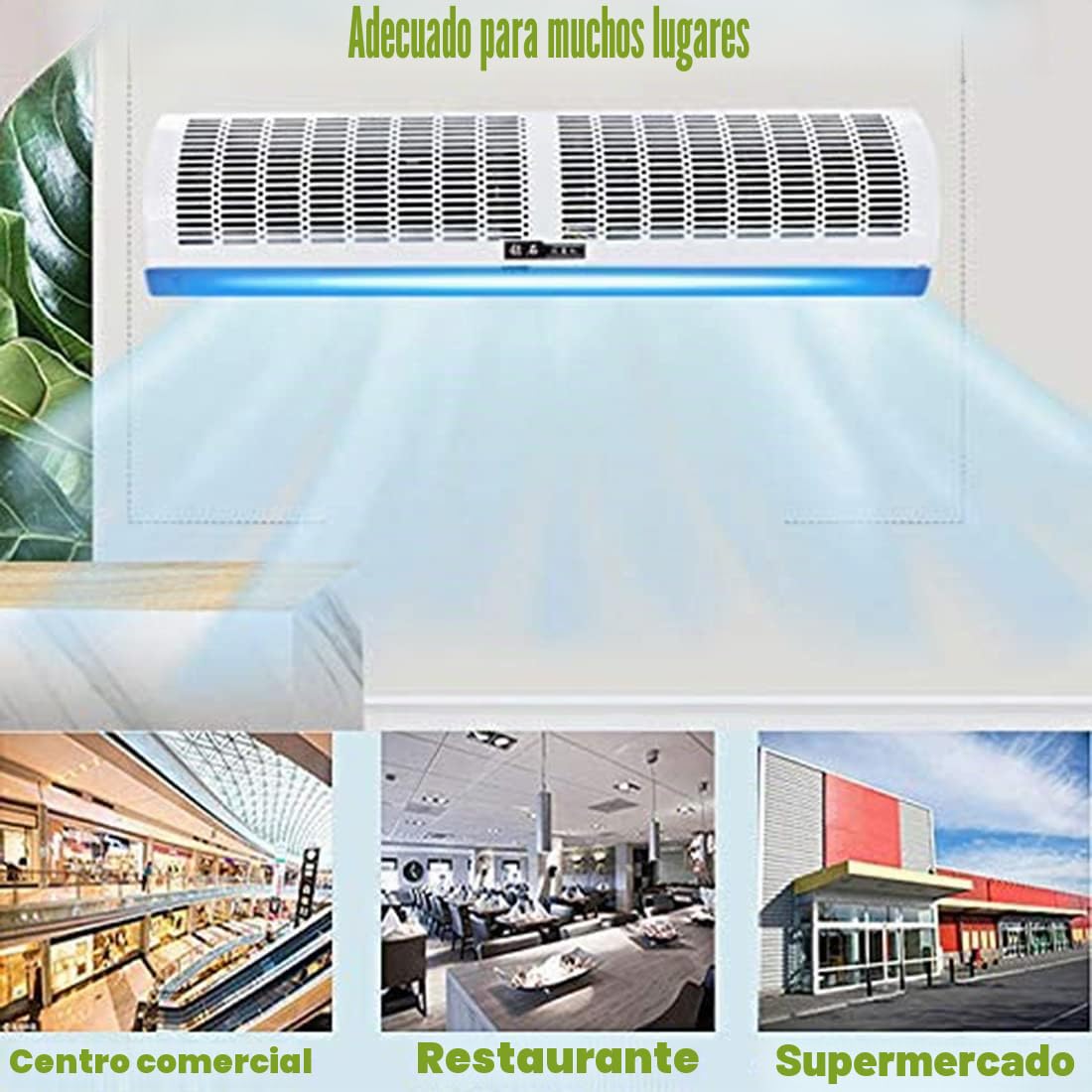 Cortina De Aire, Cortina De Aire Comercial/Doméstica, Caja De Aleación, para Tiendas, Puertas, con Control Remoto, 2 Velocidades, Bajo Consumo, Silencio, 90cm