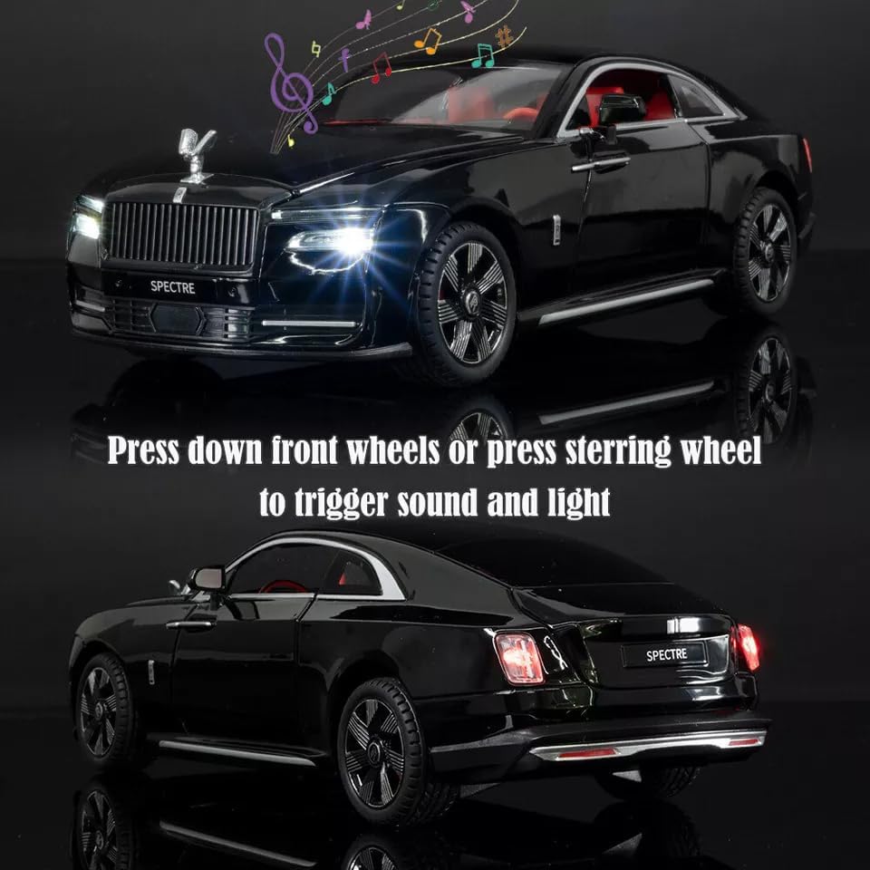 Image of New Model Rolls Royce Spectre Toy Car 1:24 Diecast Scale Model Metal Pull Back Toy car for Kids with Openable Doors & Light, Music Toy Vehicle for Kids - Colors as Per Stock(Design-69)
