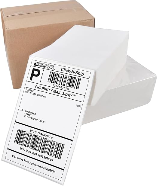 L LIKED 1000 Fanfold 4" x 6" Direct Thermal Labels, with Perforated line for Thermal Printers - Compatible with Zebra & Rollo Printer (4" x 6" - 1000 Labels)