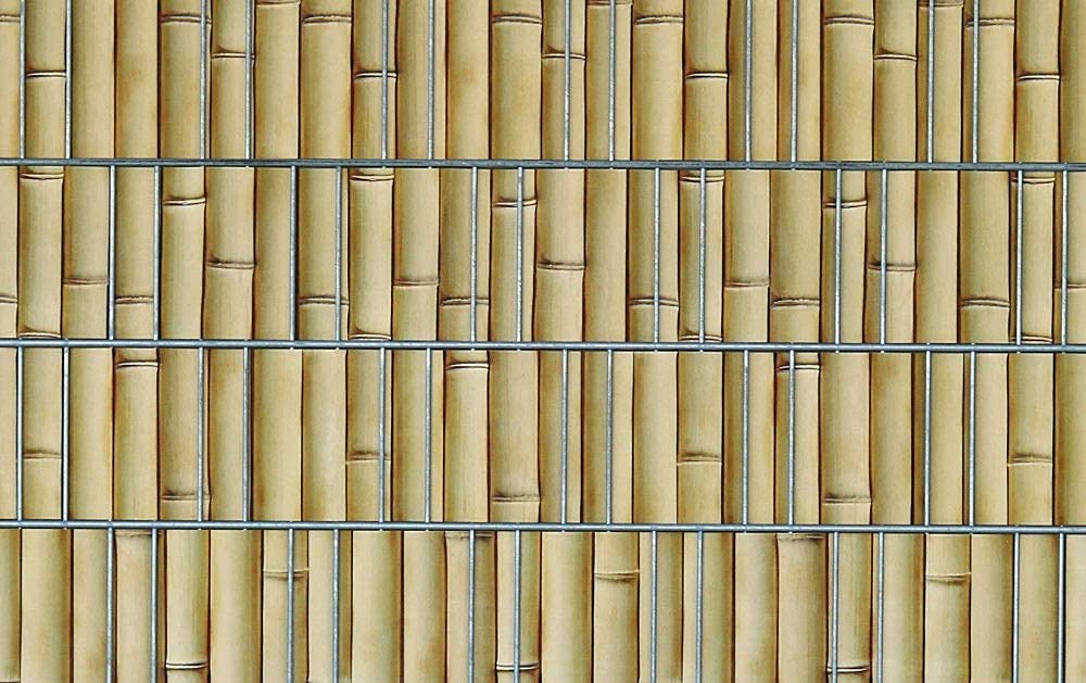 Sichtschutzstreifen in vielen Motiven, beidseitig Bedruckt aus Polyester-Filz für Doppelstabmattenzaun - KEIN PVC (Bambus)