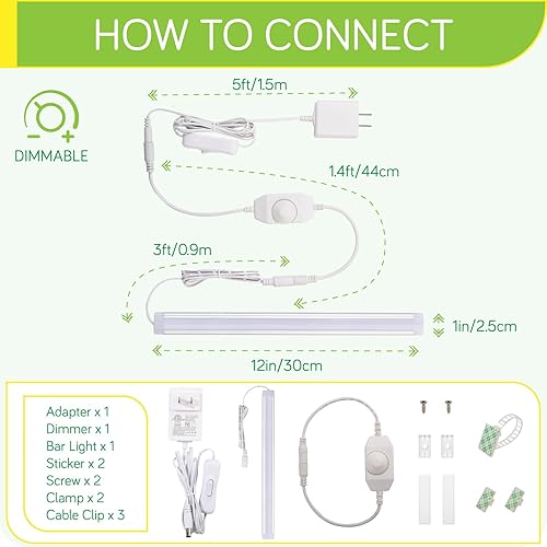 Miniatura 4 de Barra de luz LED, luz de barra individual de 12 pulgadas para debajo del gabinete, iluminación de estante de exhibición de estantería, interruptor