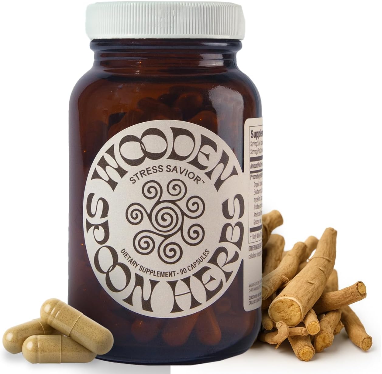 Wooden Spoon Herbs Stress Savior Herbal Stress Relief Supplement with Organic Ashwagandha, Cordyceps, and Ginseng for Natural Worry Relief | Mood Support & Energy Boost (90 Count, Non-GMO, Vegan) Wooden Spoon Herbs Stress Savior Herbal Stress Relief Supplement with Organic Ashwagandha, Cordyceps, and Ginseng for Natural Worry Relief | Mood Support & Energy Boost (90 Count, Non-GMO, Vegan)