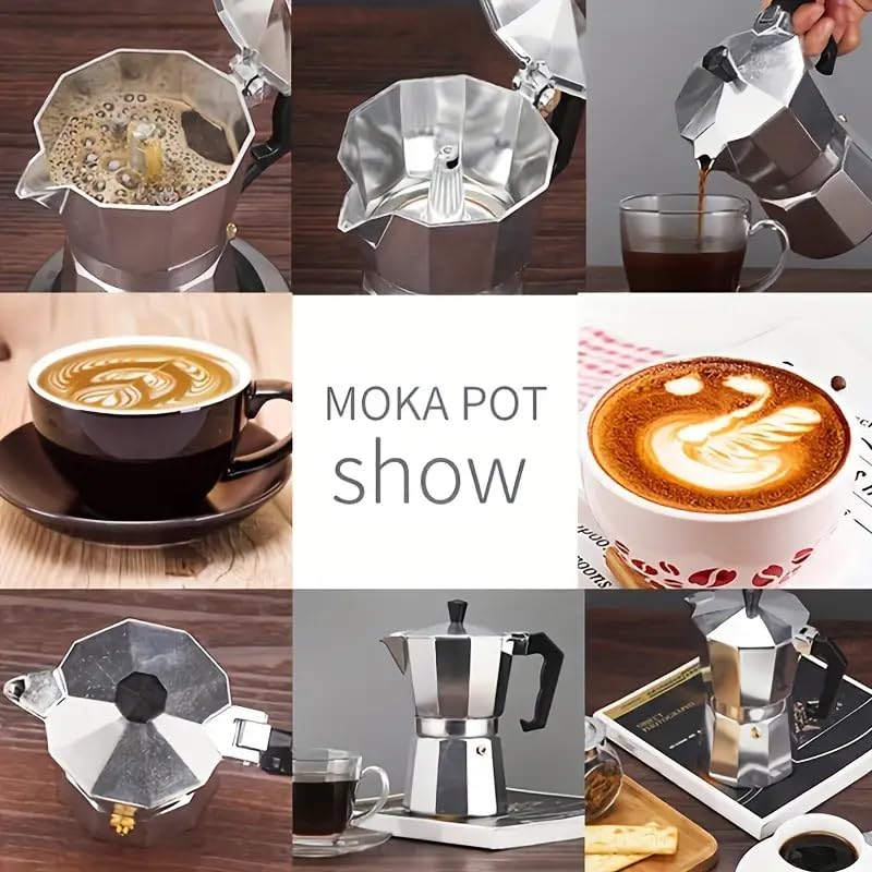 Image of Aluminium Espresso Coffee Maker, Moka Express 3 Cups Espresso Maker /Percolator /Stovetop /Filter Coffee Maker for Italian Mocha Coffee Moka Pot (Silver) (3 Cups)