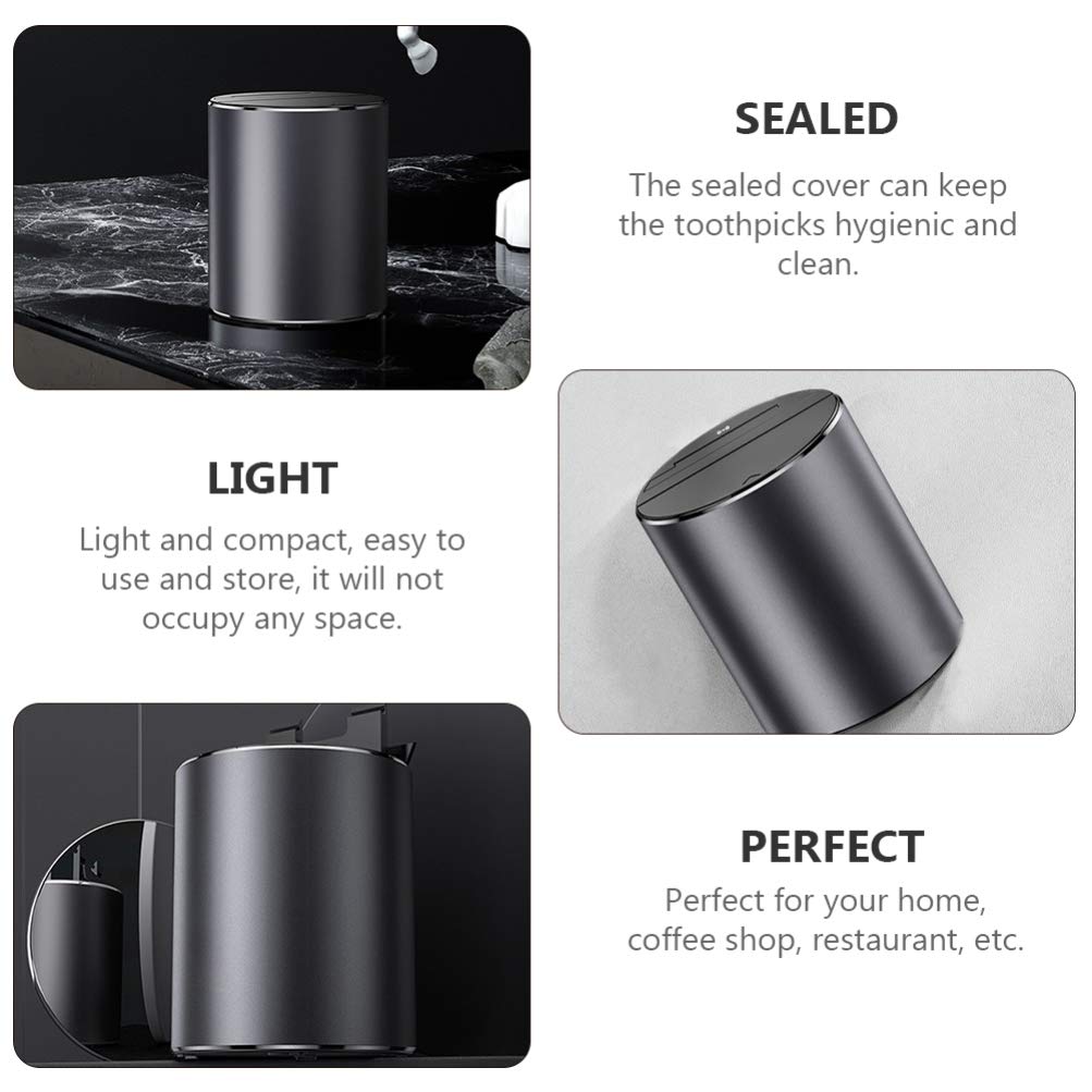 Cabilock Toothpick Holders Automatic Toothpick Dispenser Sensor Toothpick Box Container With 100 Toothpicks for Home Restaurant Kitchen Supplies Dark Grey Travel Container