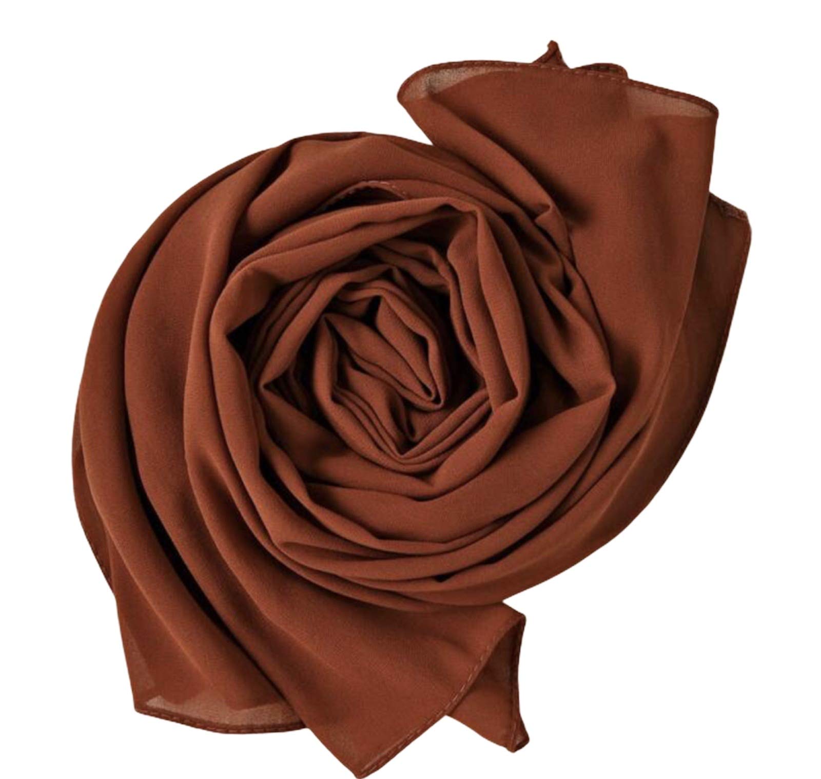 London Scarfs Women's Burnt Orang "Chiffon" Oversized Plain Scarf Top Quality Large Maxi Hijab Shawl (Burnt Orang)