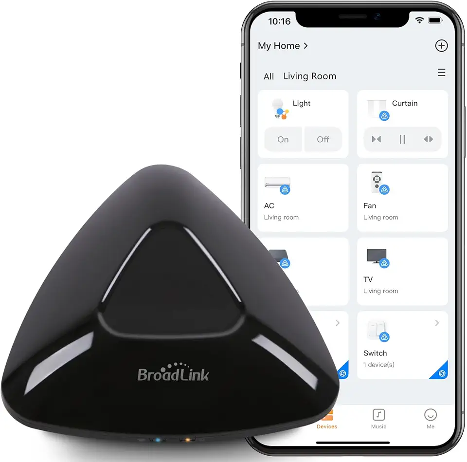 Broadlink RM MAX Smart Home Hub, Wi-Fi e BLE Controle remoto universal para dispositivos IR/RF, compatível com Alexa e Google Home, fácil configuração, hub RF para TV, AC, persianas