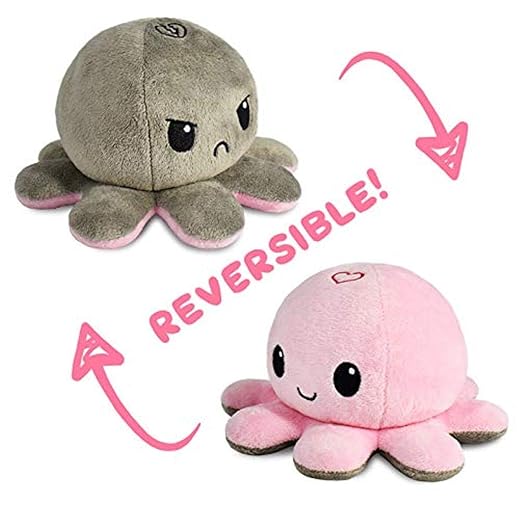TeeTurtle | The Original Reversible Octopus Plushie | Patented Design | Love + Hate | Show your mood without saying a word!