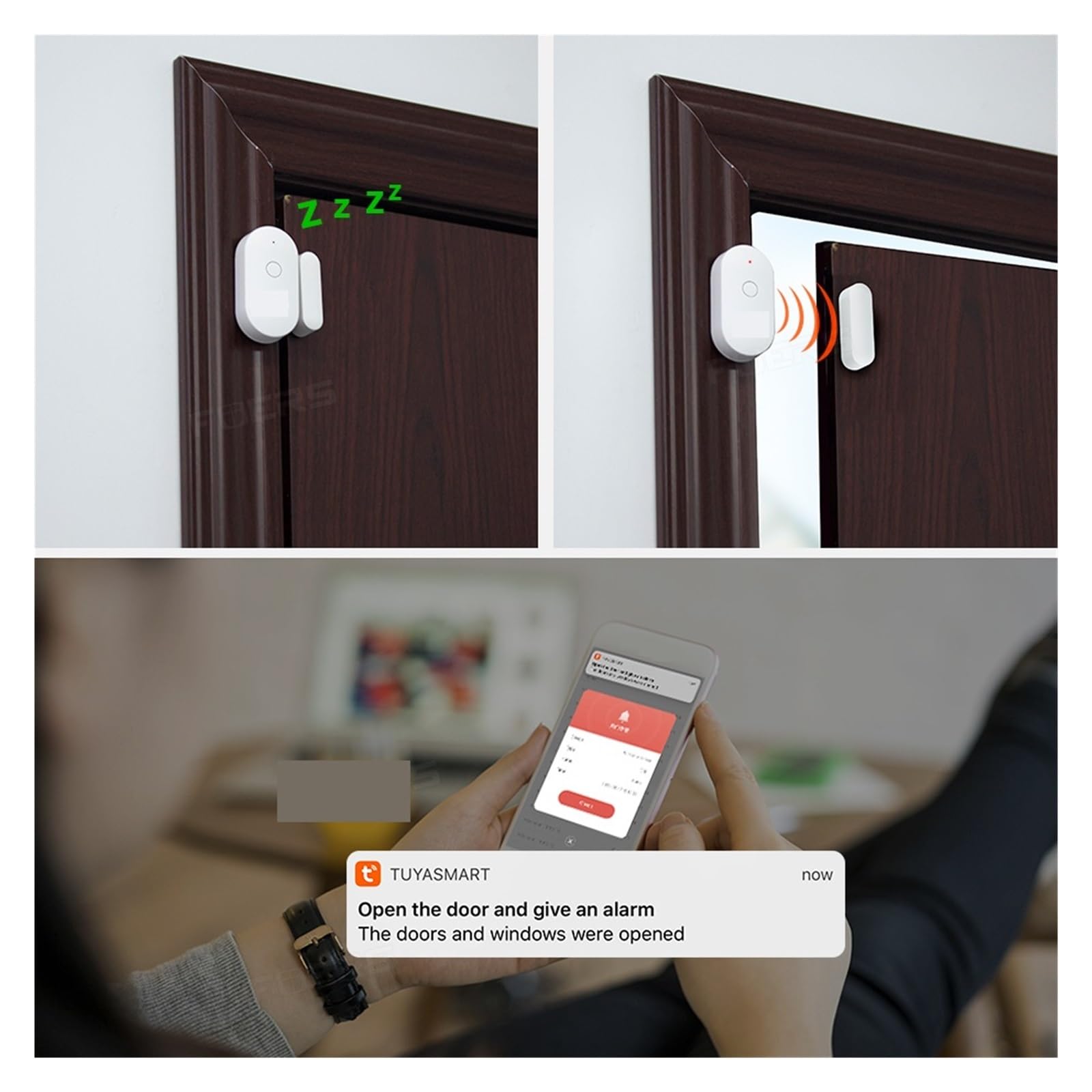 Tuya Smart en casa Sensor de puerta detectores de apertura de puerta sis-tema de alarma de protección de seguridad alerta de seguridad for el hogar alarma de seguridad(6 door sensors)
