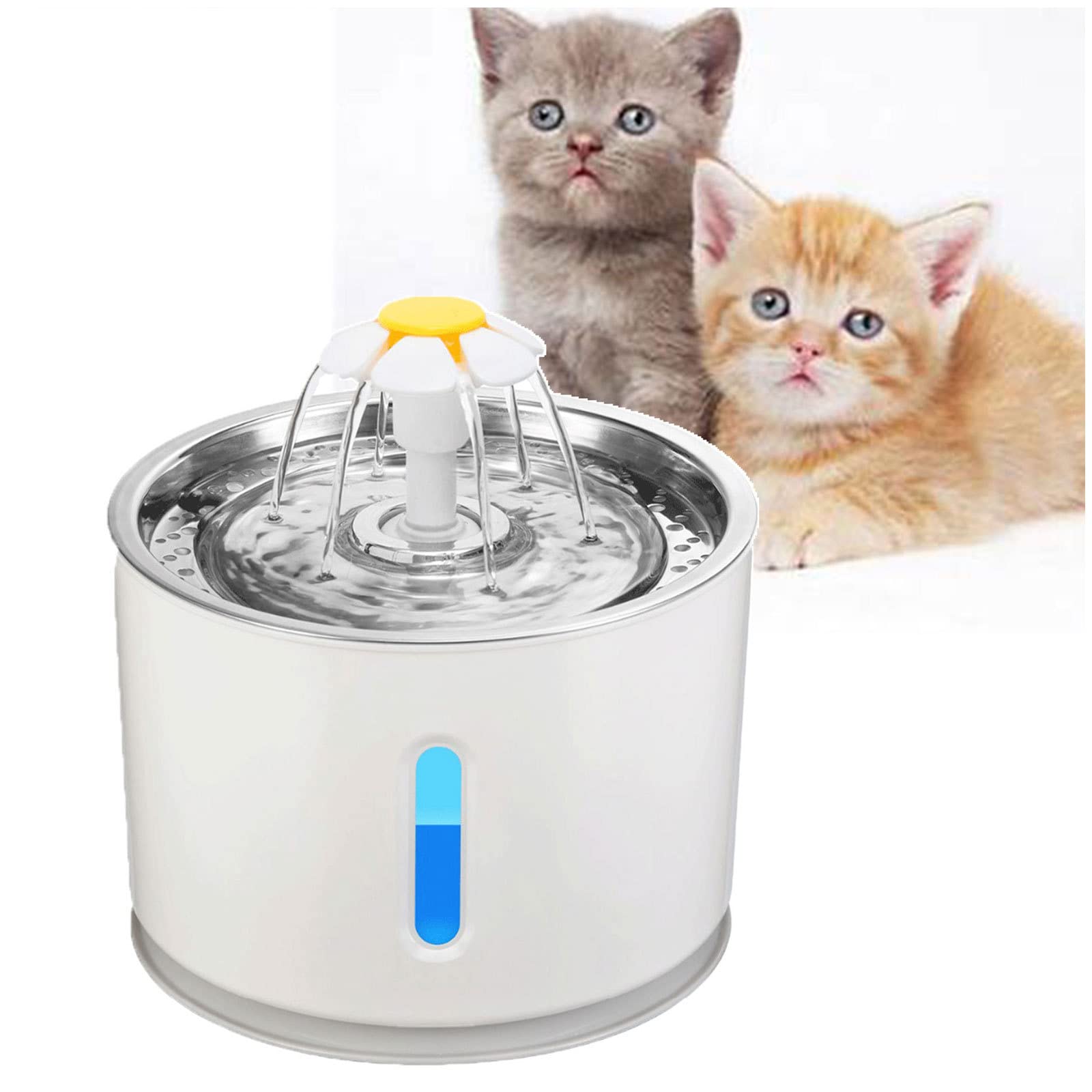 Bebederos para Gatos, Bebedero para Perros de 2,4 l, Acero Inoxidable, con indicador LED Fuente para Mascotas automática, Apto para Gatos, Perros, Varias Mascotas