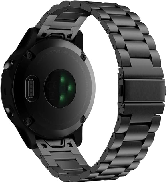 MoKo Strap Compatible with Garmin Fenix 7/6/6 Pro/5/5 Plus/Epix Gen 2/Forerunner 945/935/Approach S62/S60/Quatix 6/Instinct 2/MARQ, 22mm Quick Fit Stainless Steel Metal Replacement Watch Band, Black