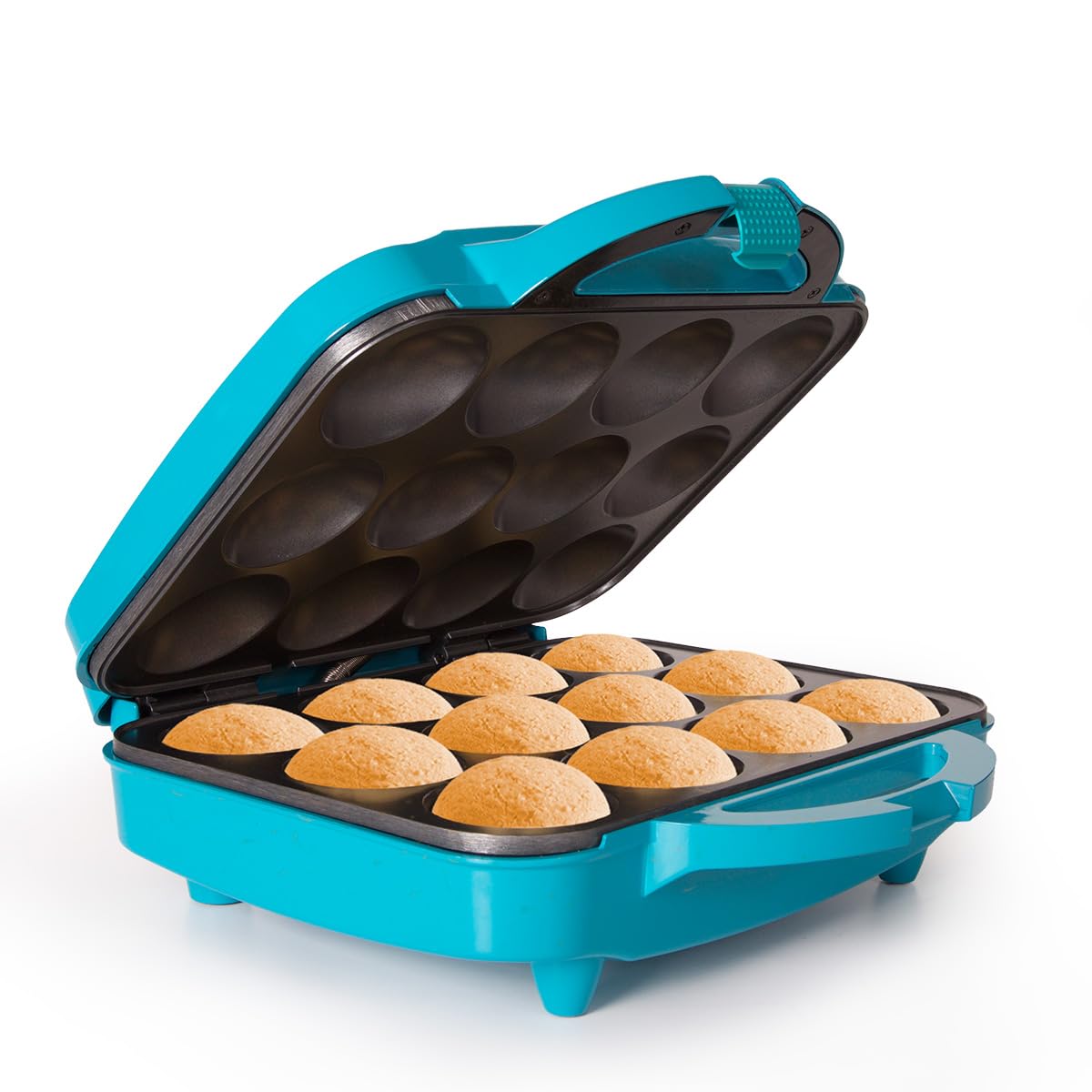 Holstein Housewares Non-Stick 12-Count Electric Cupcake Maker Machine, Bakes 12 Full Size Cupcakes, Muffins, Pizza Cups and Cinnamon Buns, Built-In Safety Lock, Vertical Storage, Teal