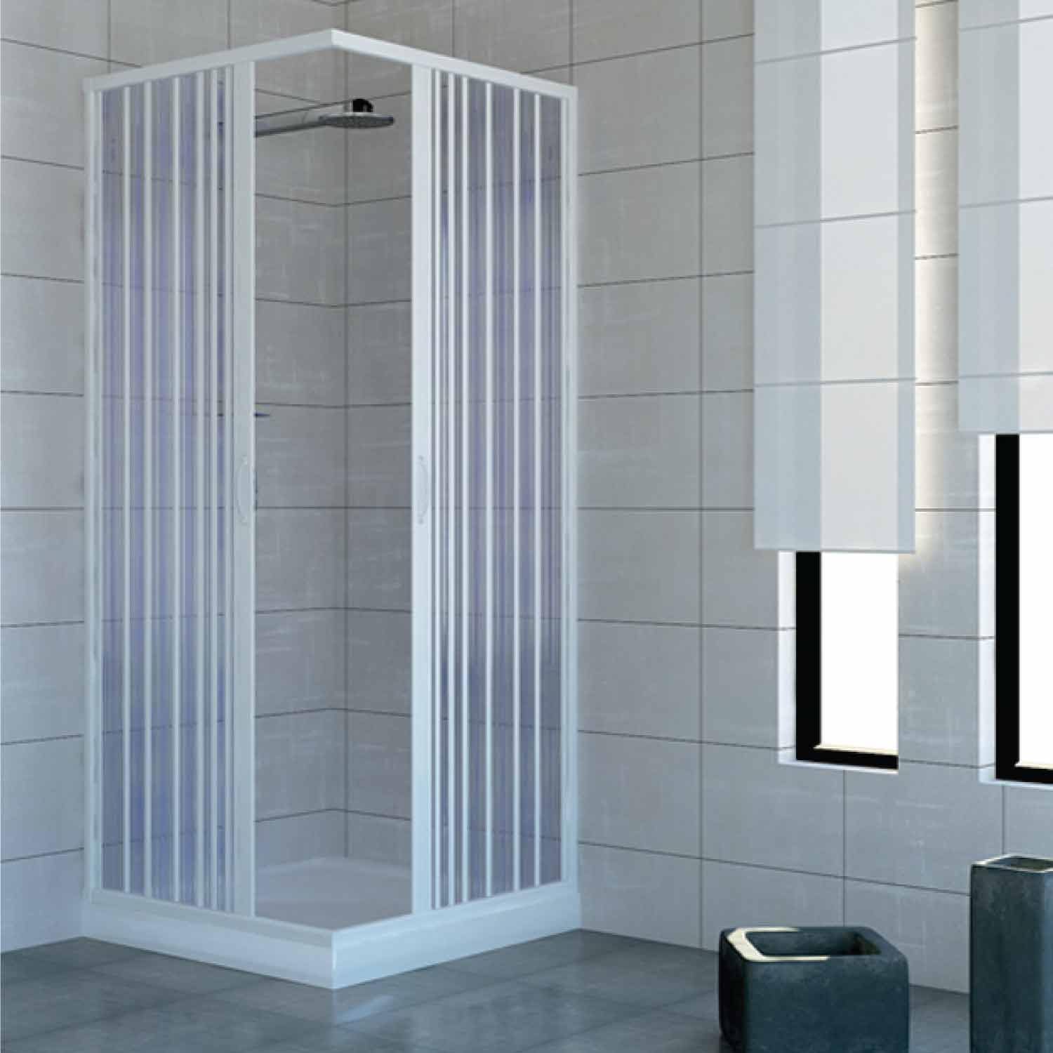 ROLLPLAST PINTO Kabina prysznicowa z tworzywa sztucznego PCW 700 x 800 mm mod. Acquario z centralnym otworem