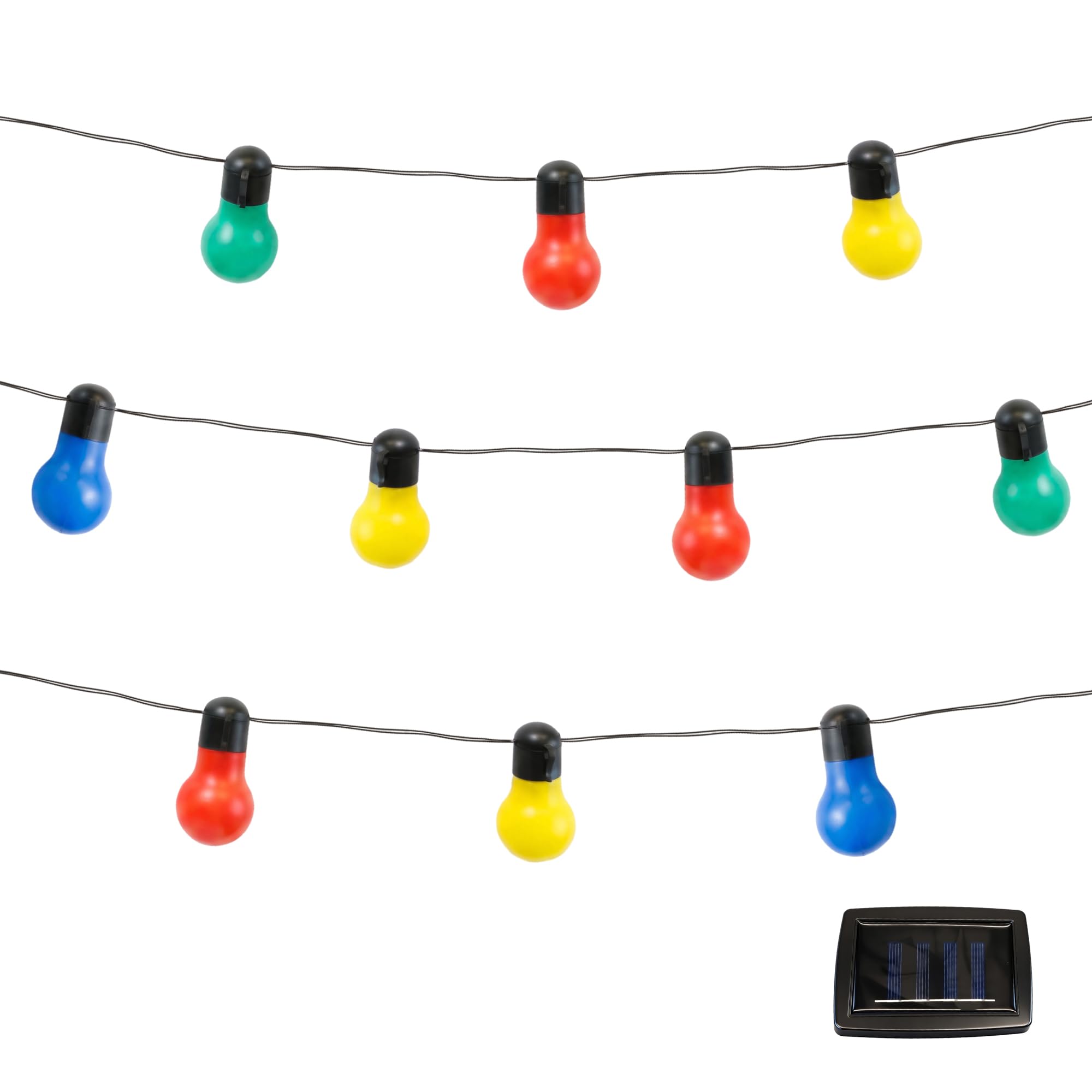 Rackhams Dark 10-Piece Solar String Lights – Tropical Multi-Coloured Led Lights 2M