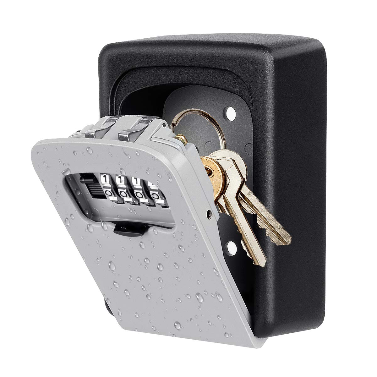Key Lock Box Wall Mounted | 4 Digit Combination Lock Box for House Key | Weatherproof Safe Security Key Storage | Lock Box for Outside Keys (Without Hanger)-image-16