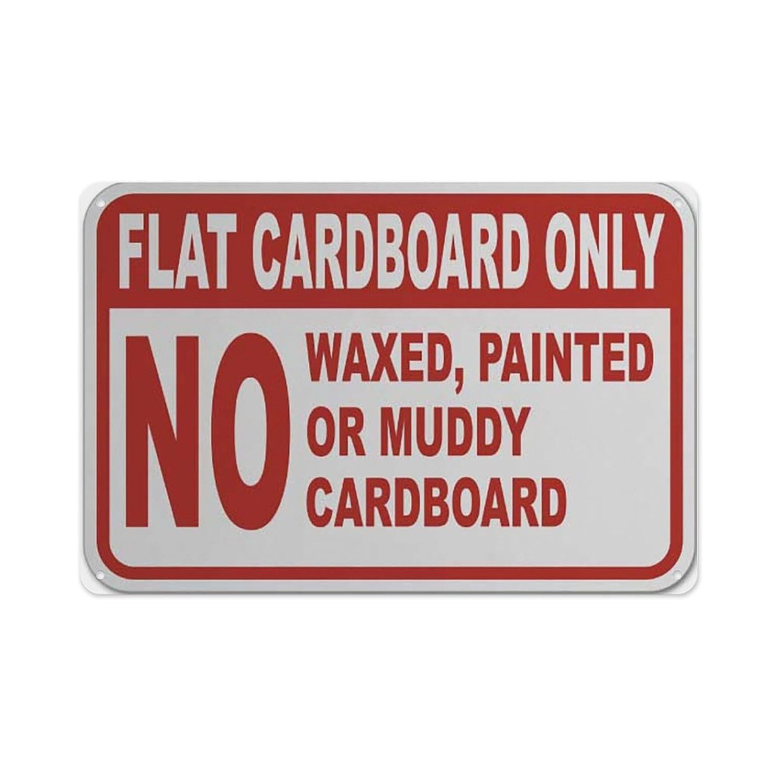 peiyeety Flat Cardboard Only Sign Aluminum Tin Warning Signs For Home Outdoor Garden 12X16 Inches