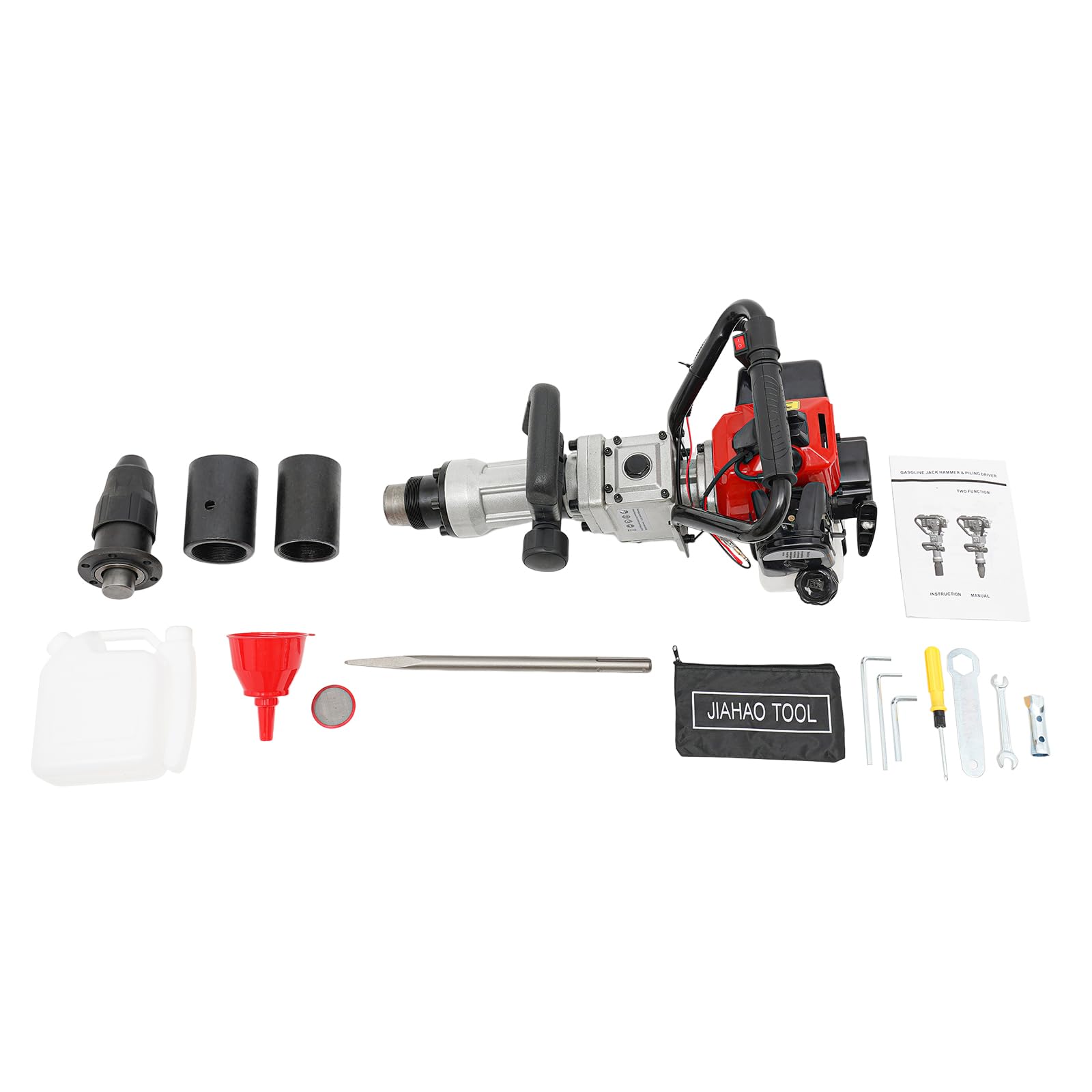 Rama de pilotes con motor de 2 tiempos de gasolina de un solo cilindro, para postes de vallas, gasolina, tamaño del cabezal de la pila: φ55 mm/φ70 mm, 1700 – 2230 BPM, buena disipación del