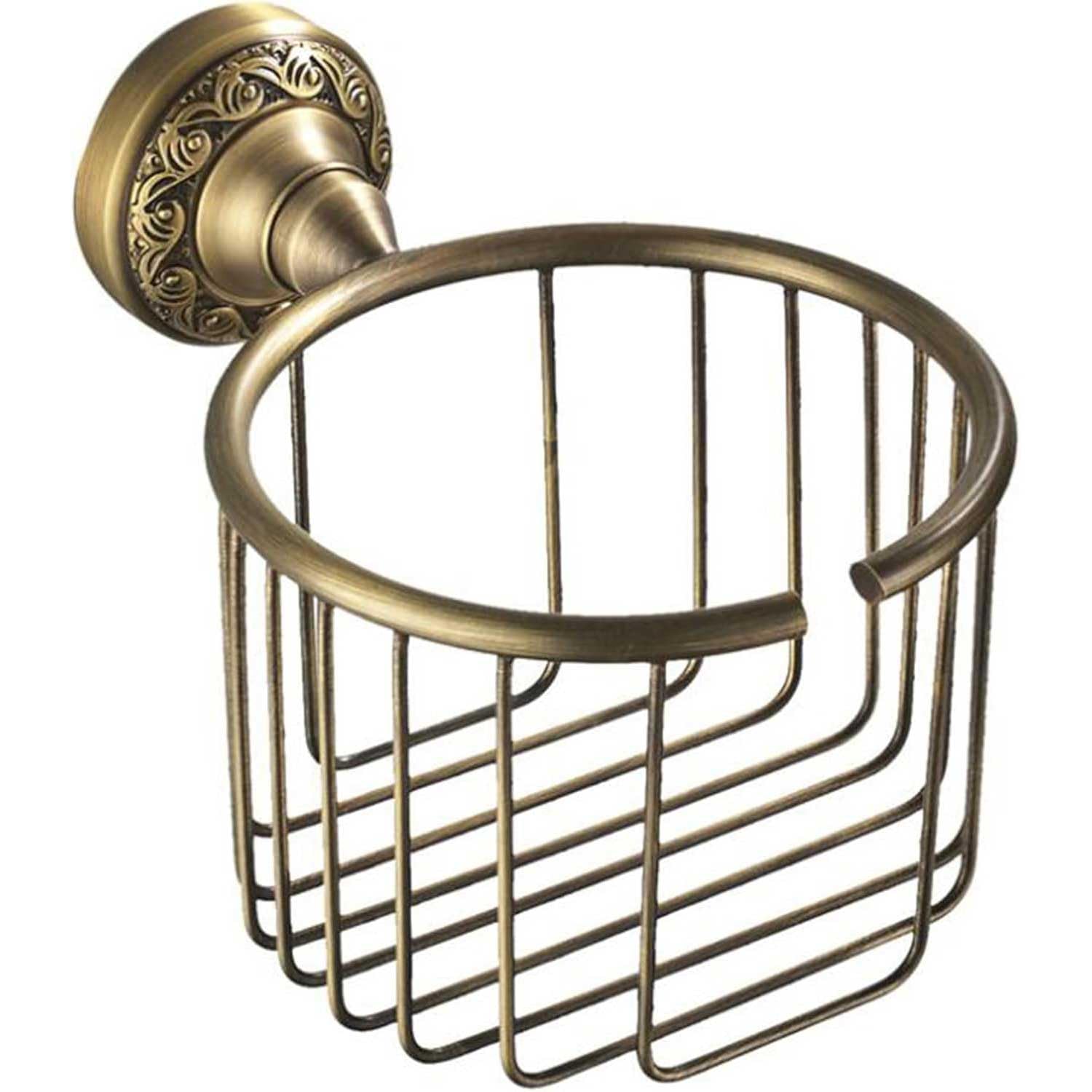 Pepte Brass Antique Toilet Wc Roll Or Shampoo Basket Holder Wall Mounted