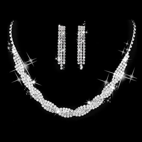Crystalline Elegance: Alluring Silver Necklace & Earring Set for the Modern Bride