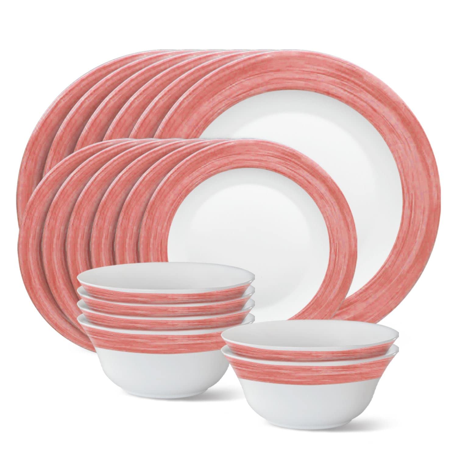 LARAH PLANO OPAL 18 PC DINNER SET PINK