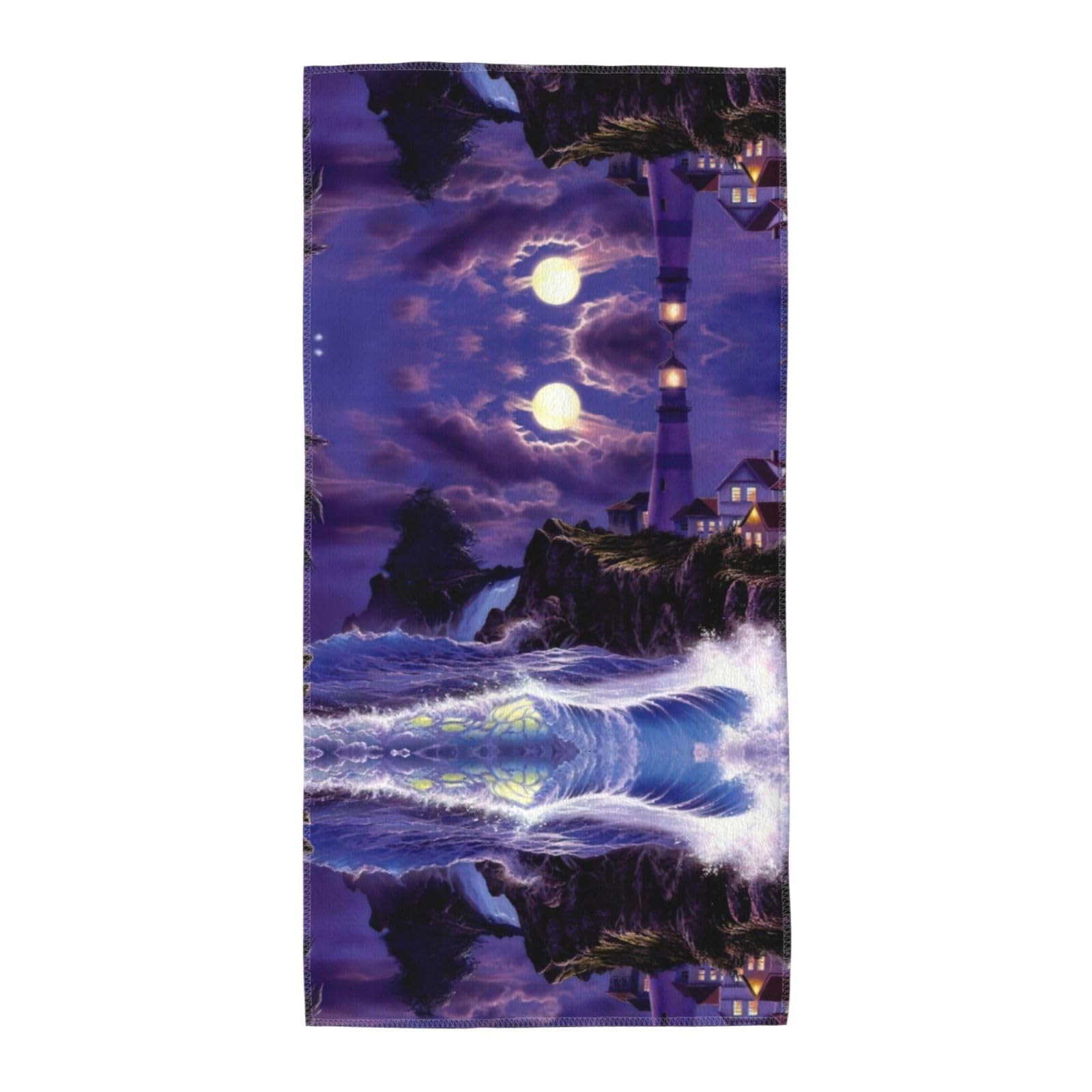 WYCZHY Moonlight Lighthouse Printed Quick Dry Beach Towel For Camping Travel Vacation