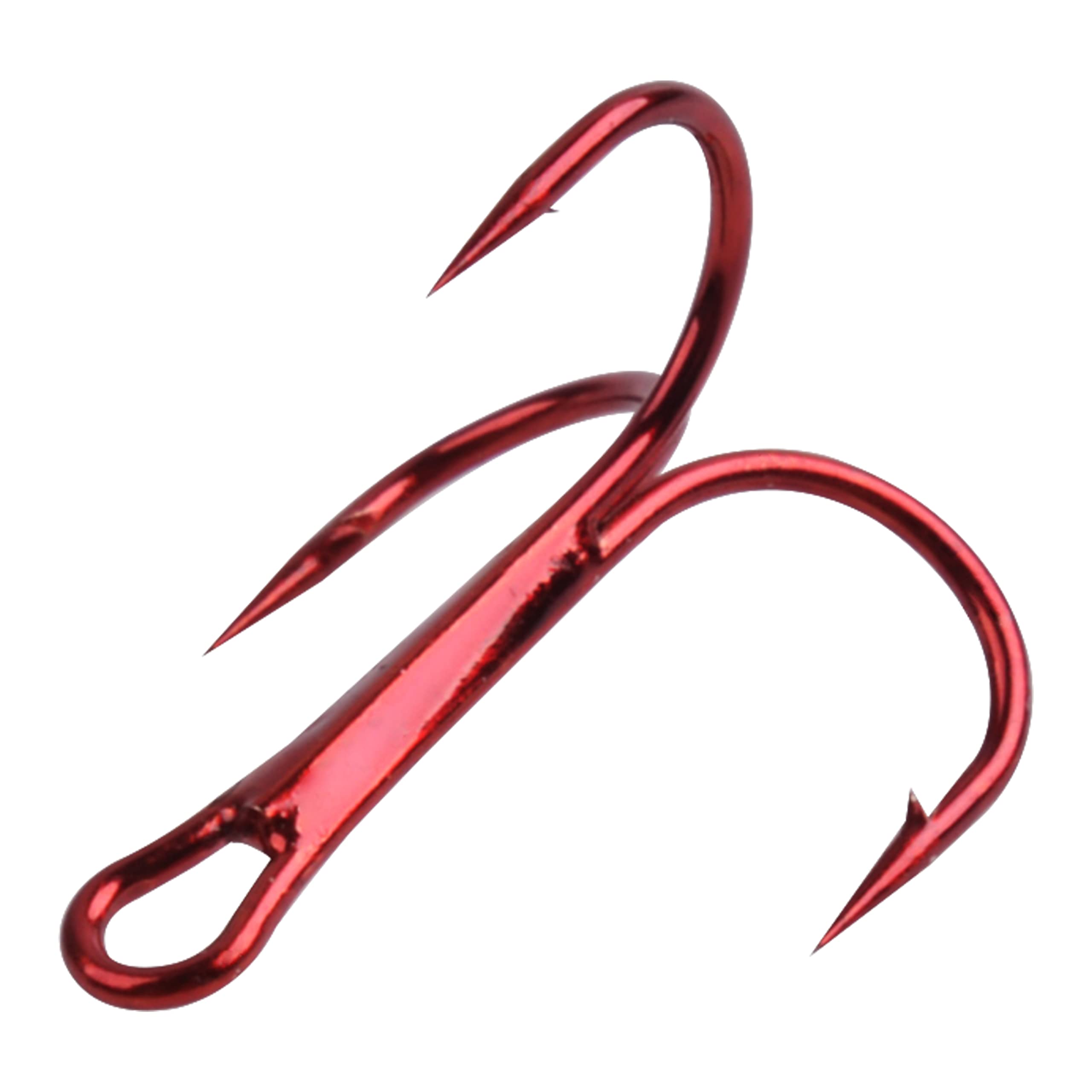 Fishing Treble Hooks - 120pcs Sharp Red Treble Fishing Hooks Round Bend Strong High Carbon Steel Barbed Fish Hook for Catfish Bass Trout Freshwater Saltwater Size: 1/0# - 14#