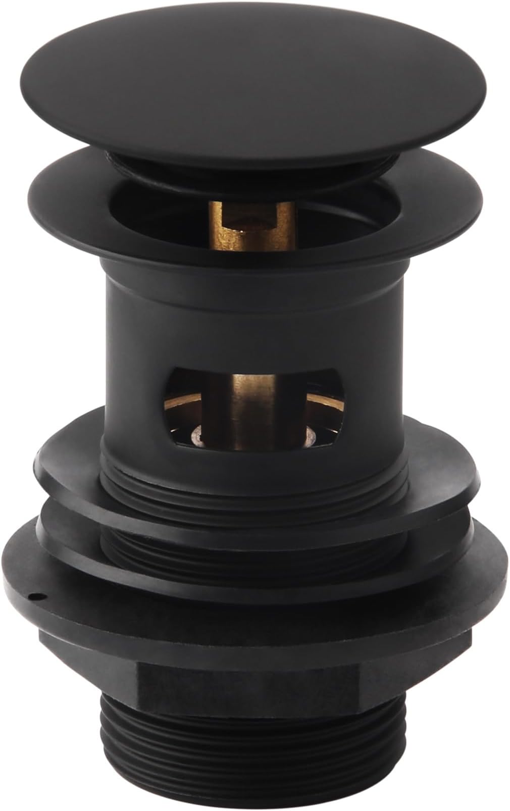 ENKI, W06, Matte Black, Slotted, Standard 1.1/4" Connection Pop Up Basin Waste Sink Plug, Push Button Click Clack Plug, Allows Water to Drain Away, Durable Finish, Modern Bathroom Accessories
