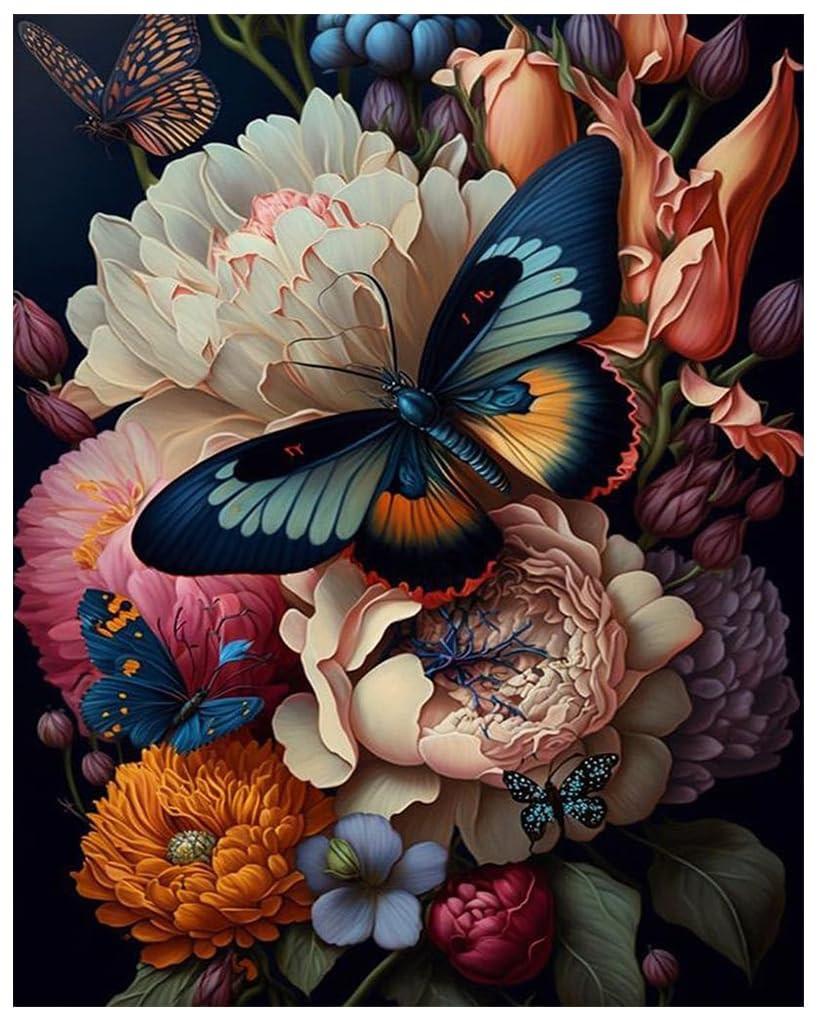 KEUASDV Diamond Painting Kits for Adults, Butterfly 5D DIY Diamond Art Kits Full Drill Diamond Dots for Gift Wall Decor and Relaxation Gem Arts 12x16 inch