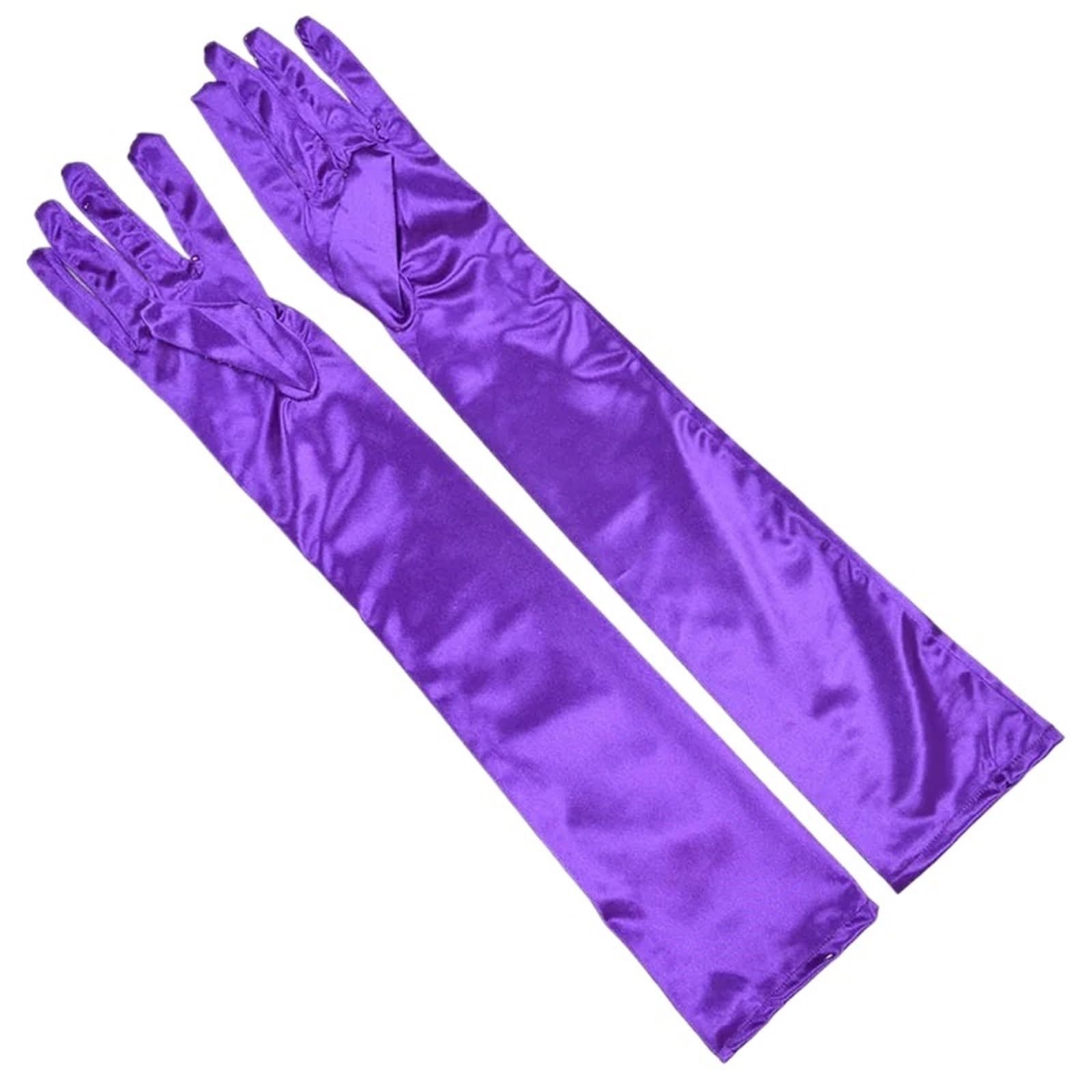 2 paia di guanti formali da sera for feste donna, a dita lunghe in raso tinta unita for eventi, attività, femminili