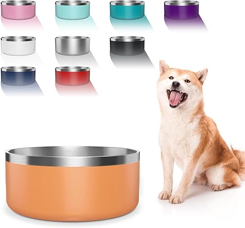 WENBOKMIN Cuenco para perros, cuenco de acero inoxidable para alimentos y agua con parte inferior antideslizante y silenciosa, fácil de limpiar,