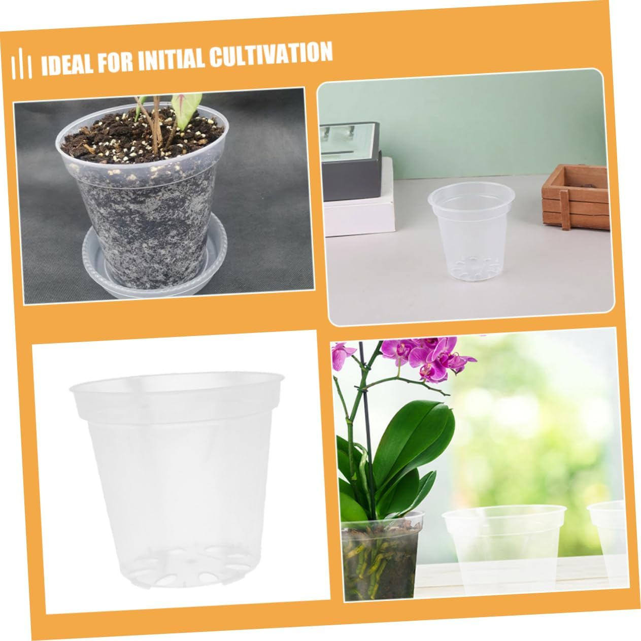 Kisangel 40Pcs Transparent Nursery Pots with Drainage Holes for Indoor and Outdoor Gardening Durable Plastic Flower Containers for Orchids and Plants for