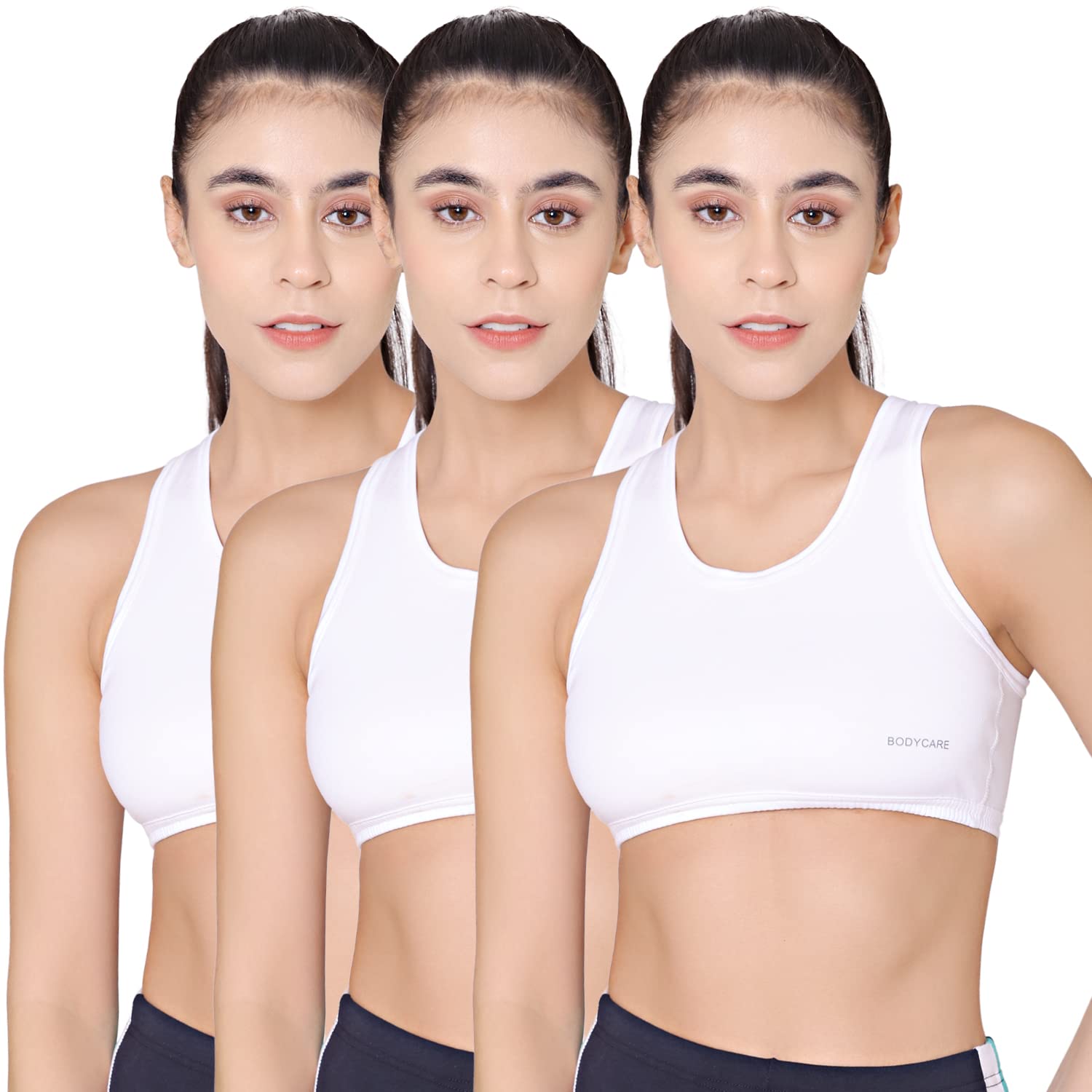 bodycare Women's Cotton Non Padded Non-Wired Sports Bra (Pack of 3)-picture-22