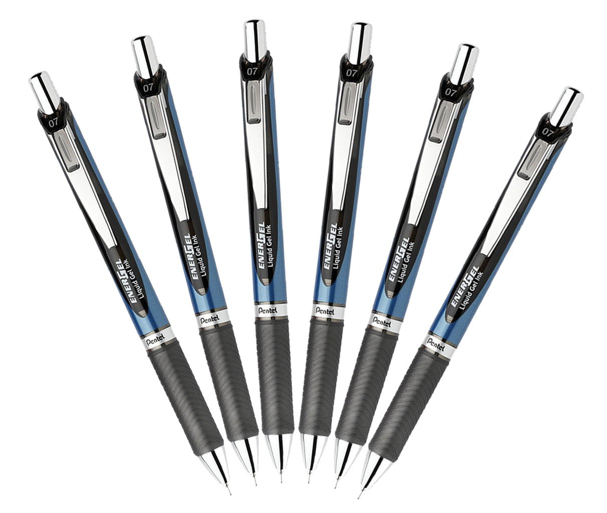EnerGel Deluxe RTX Retractable Liquid Gel Pen, 0.7mm Medium Line, Needle Tip, Black, Pack of 6