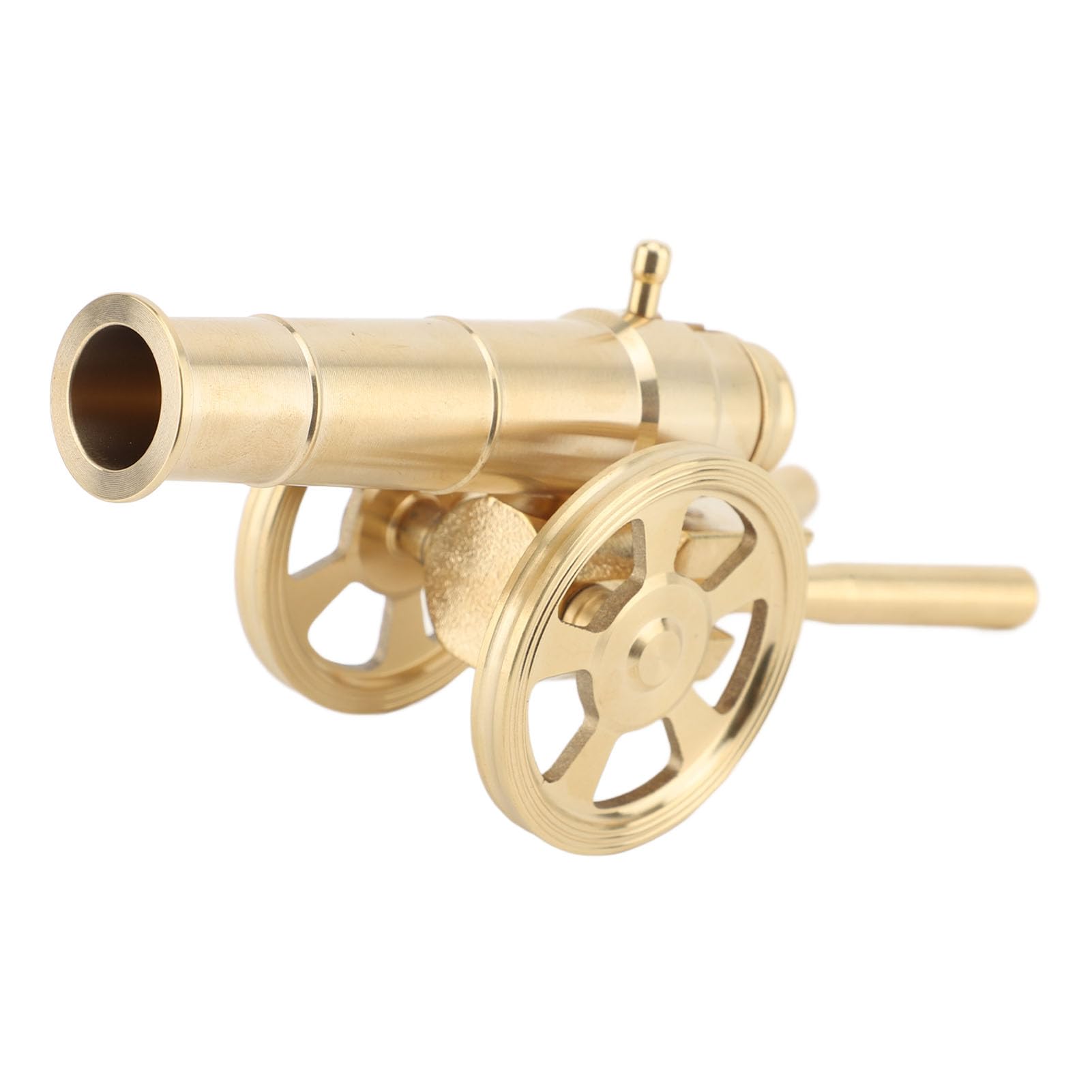 RASTKY Small Vintage Brass Cannon Decoration for Home Office Desk Retro Metal Desktop Cannon Model 14.5x7x4.5cm