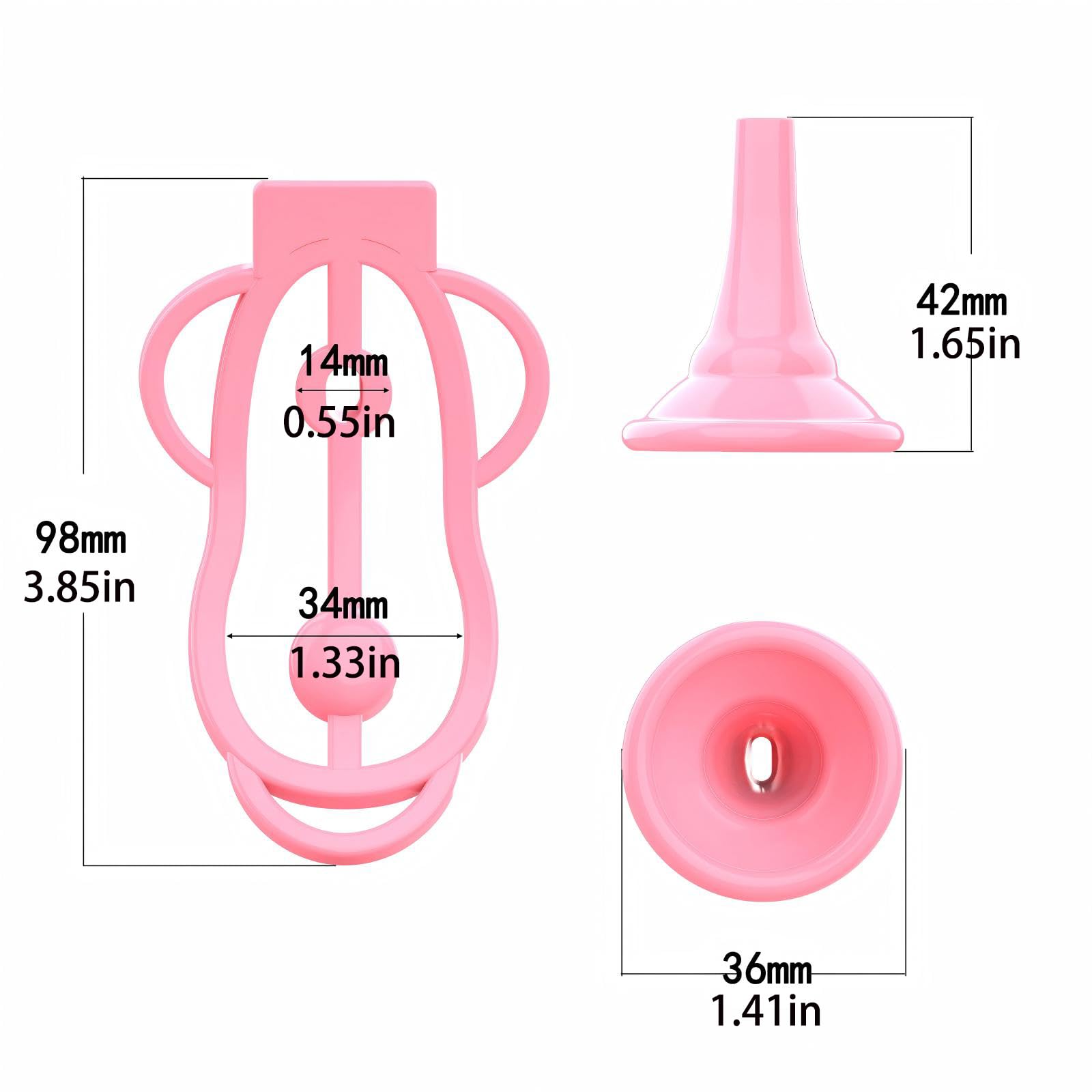 Sissy Sex Toys Cage de Chasteté Inversée avec Support d'Urinal Accessoire pour Ceinture de Chasteté avec 2 Cadenas Chastity Cage Légère et Confortable pour Attacher le Pénis d'un Homme (Pink,L)