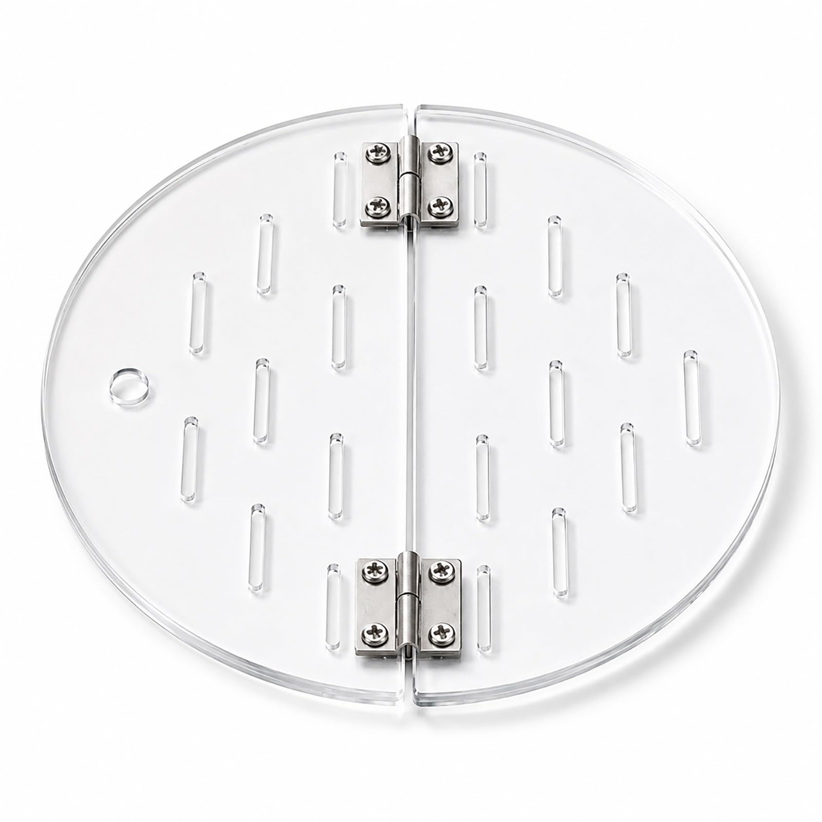 Couvercle d'aquarium en Acrylique, Couvercle d'aquarium Rond en Acrylique Transparent, 5mm, Double charnière, Port d'alimentation, Saut, Plusieurs Tailles(Dia45cm(17.7in))