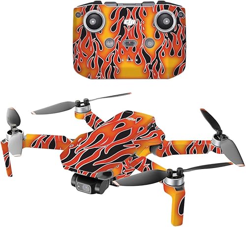 Miniatura 1 de MightySkins - Compatible con DJI Mini 2 Dron portátil  Llamas calientes  Funda protectora de vinilo duradera y única  Fácil de aplicar, quitar y