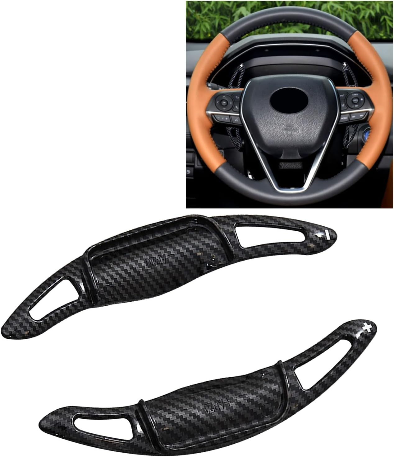 SANRILY ABS Steering Wheel Paddle Shifter Covers Fit for Toyota Camry 2012-2016 Corolla 2014-2018 Paddle Extended Shifter-Carbon Fiber Black 2 Pieces
