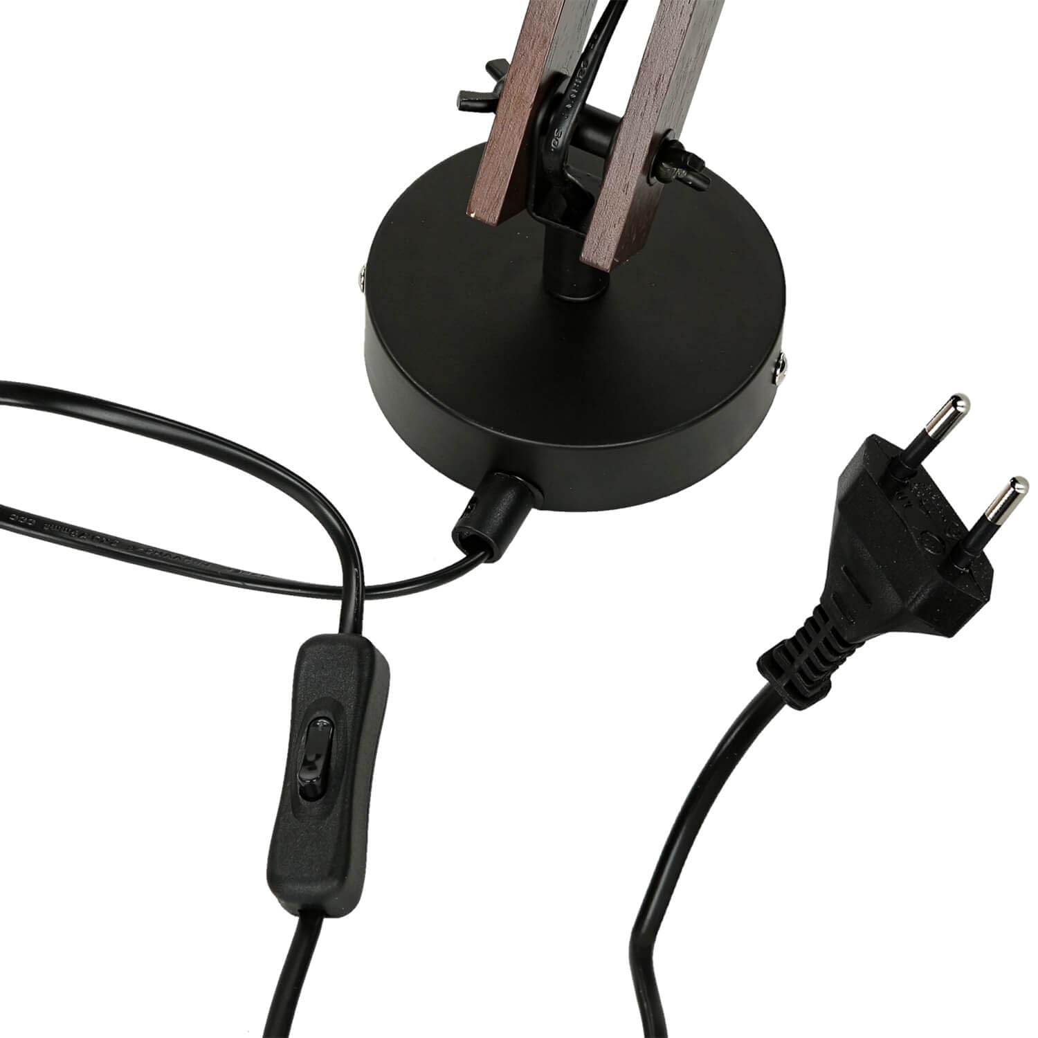 Licht-Erlebnisse Wandleuchte mit Kabel Schalter Metall Holz in Schwarz Natur verstellbar E14 Retro Wandlampe Wohnzimmer Schlafzimmer